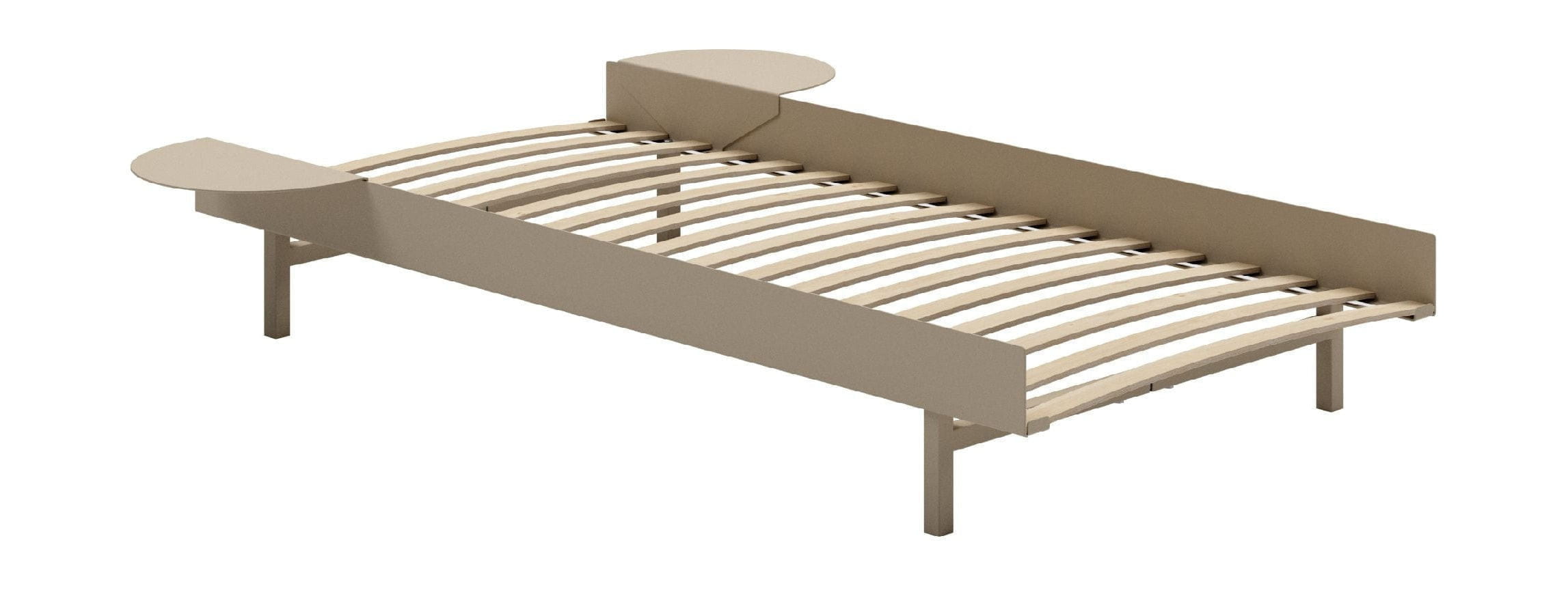 Moebe -säng med lameller och 2 sängbord 90 cm, sand