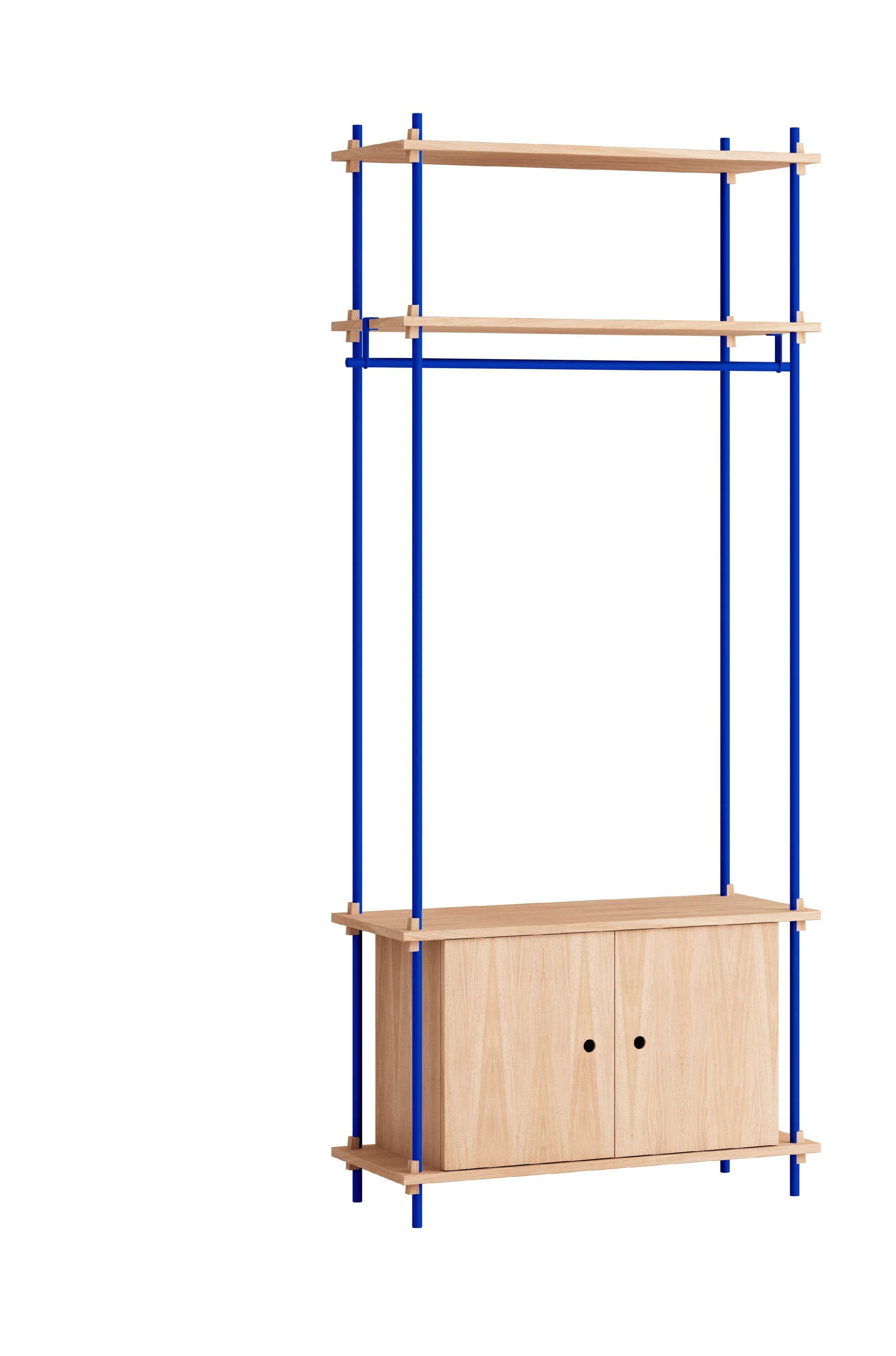 Moebe Shelving System S.200.1.G, Oak/Deep Blue