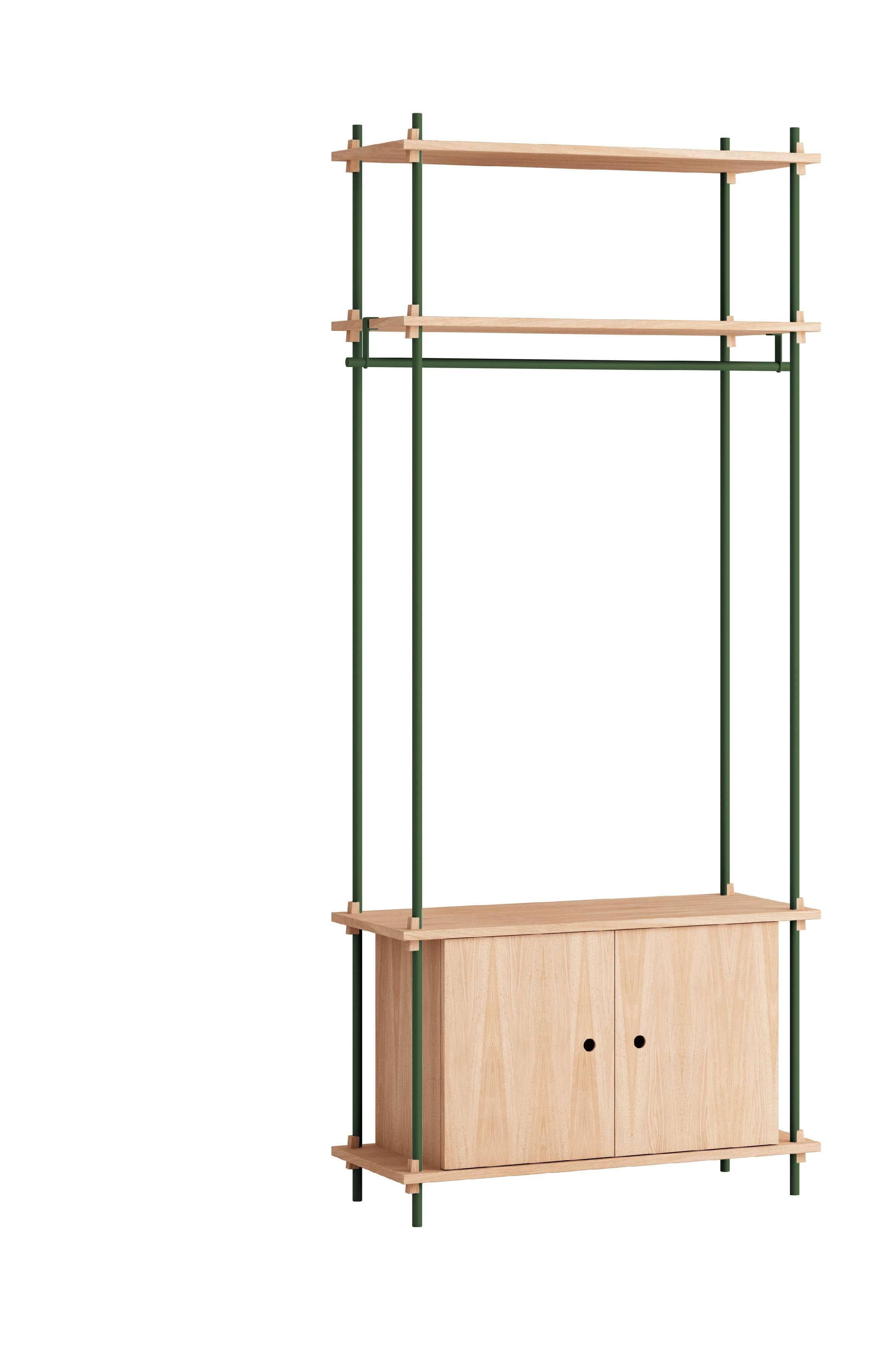 Moebe Shelving System S.200.1.G, Oak/Pine Green