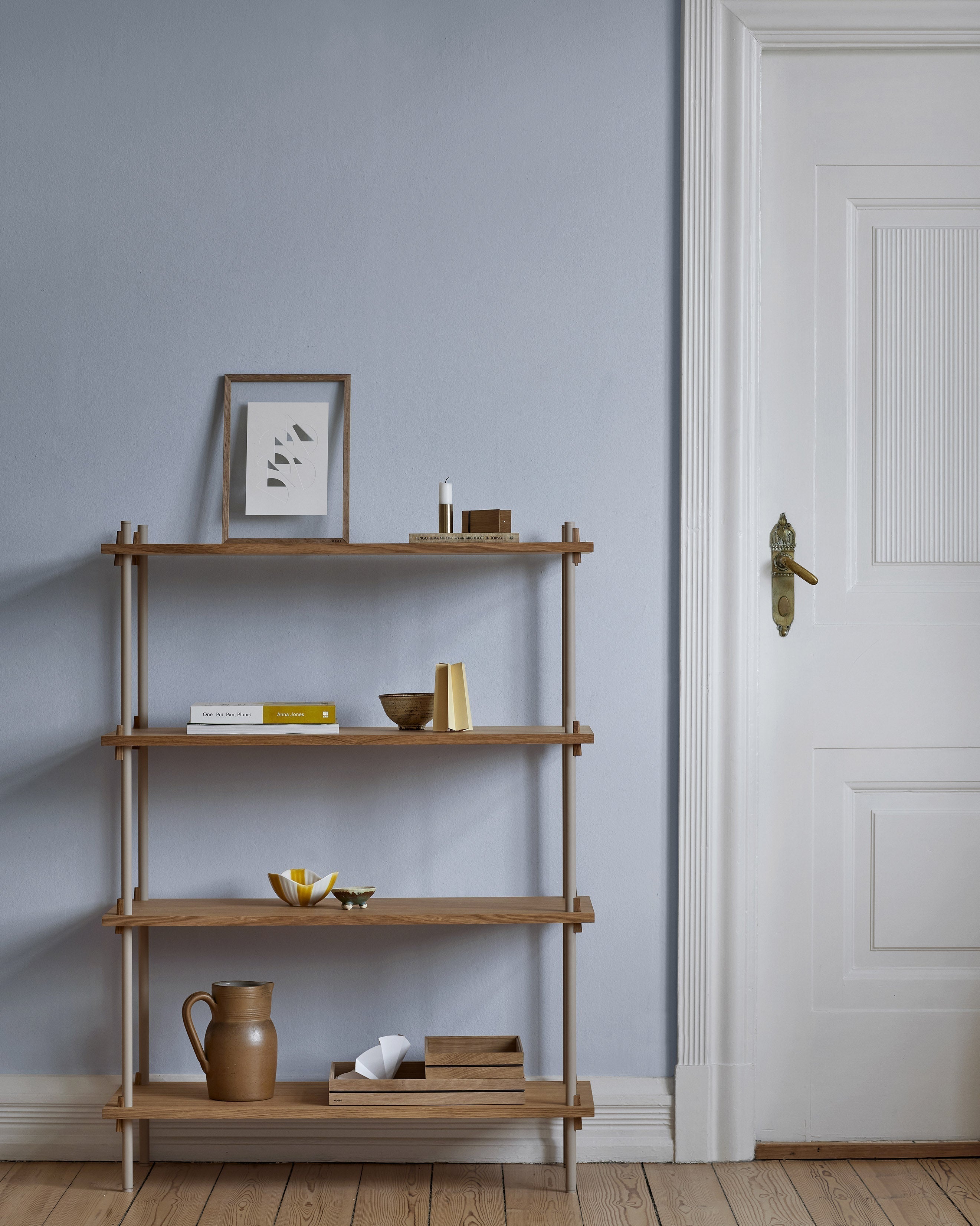 Moebe Shelving System S.200.1.G, Oak/Warm Grey