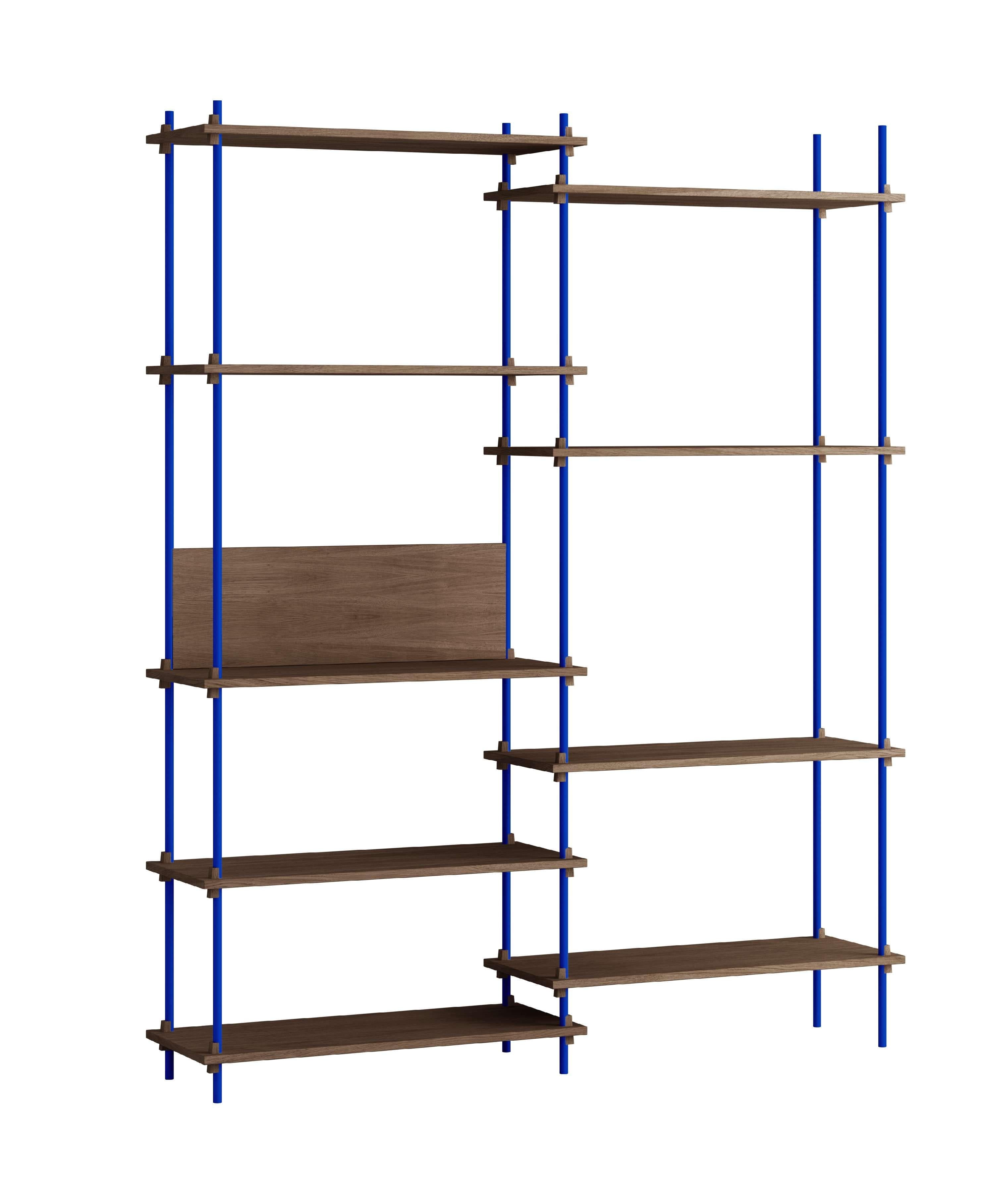 Moebe Shelving System S.200.2.A, Smoked Oak/Deep Blue