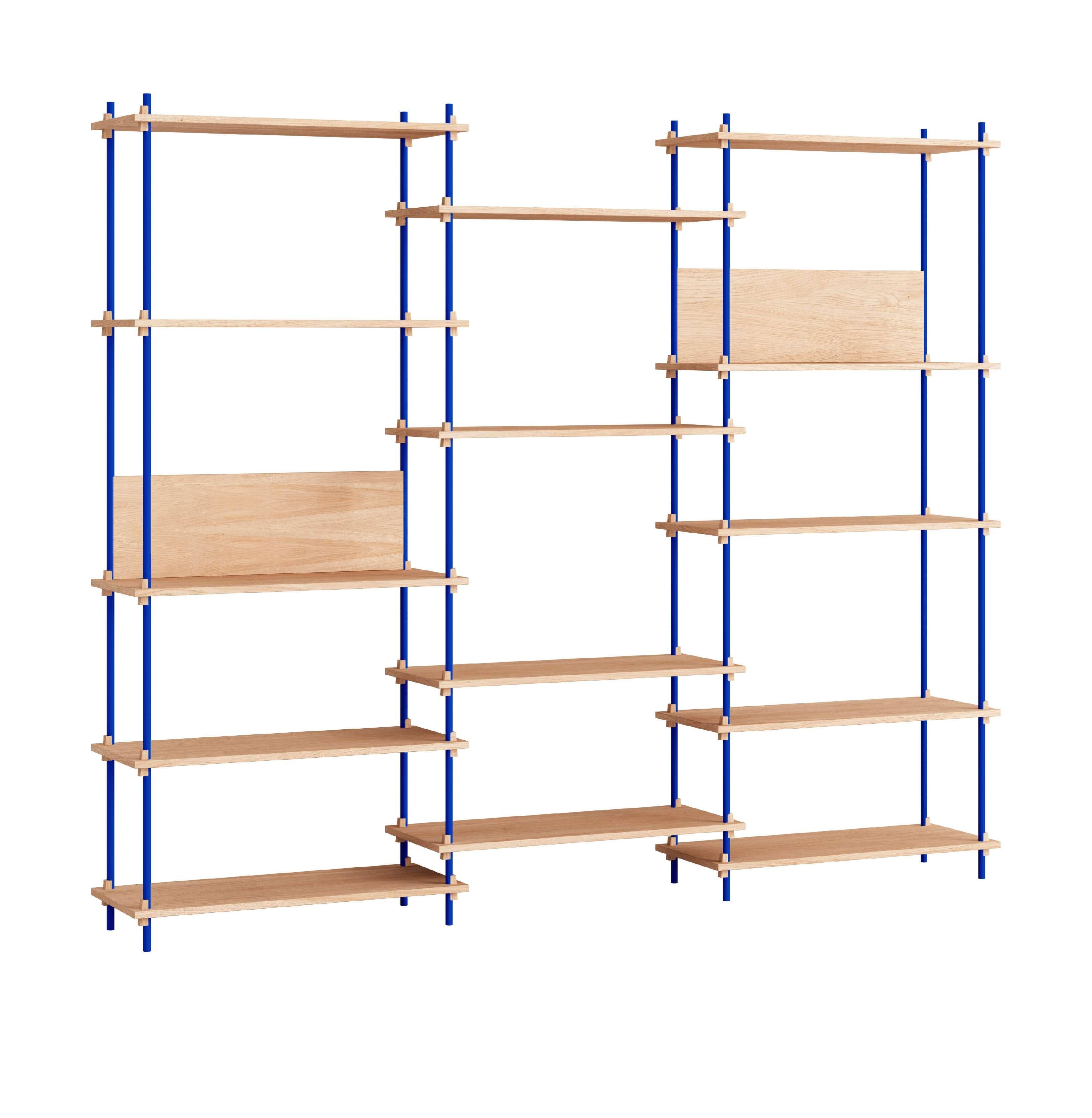 Moebe Shelving System S.200.3.A, Oak/Deep Blue