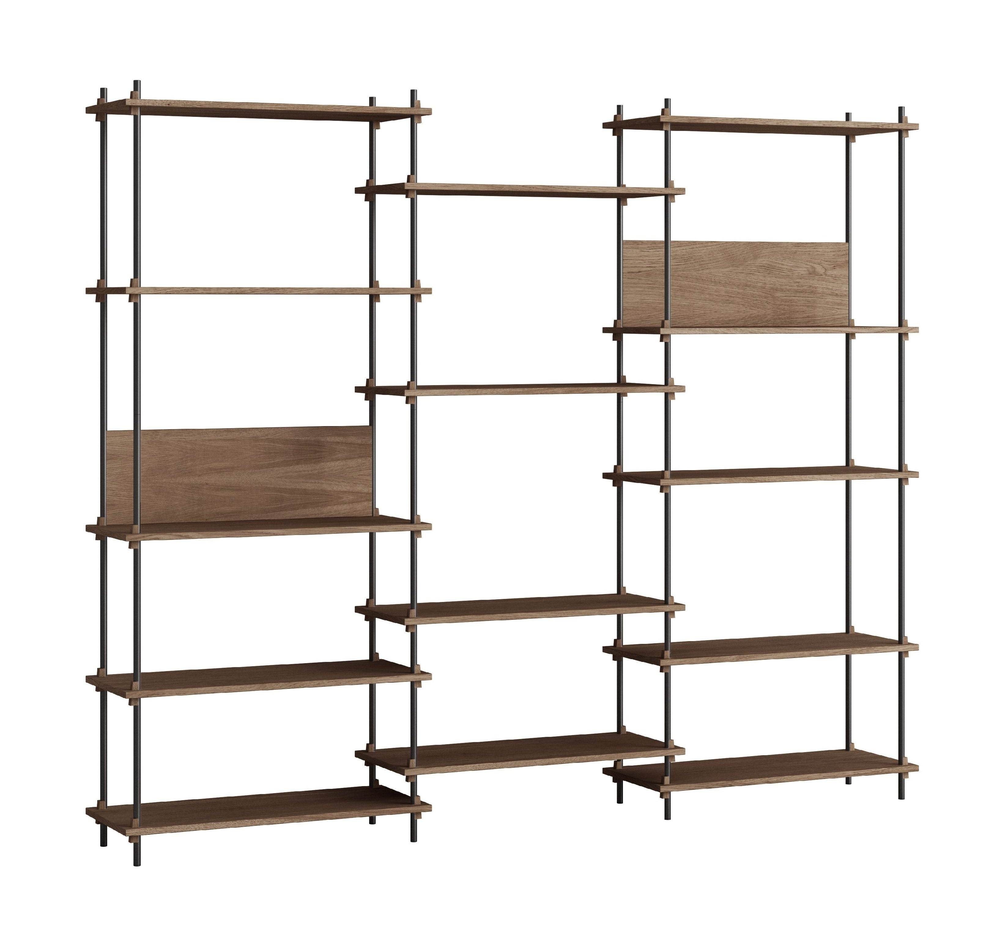 Moebe Shelving System S.200.3.A, Smoked Oak/Black