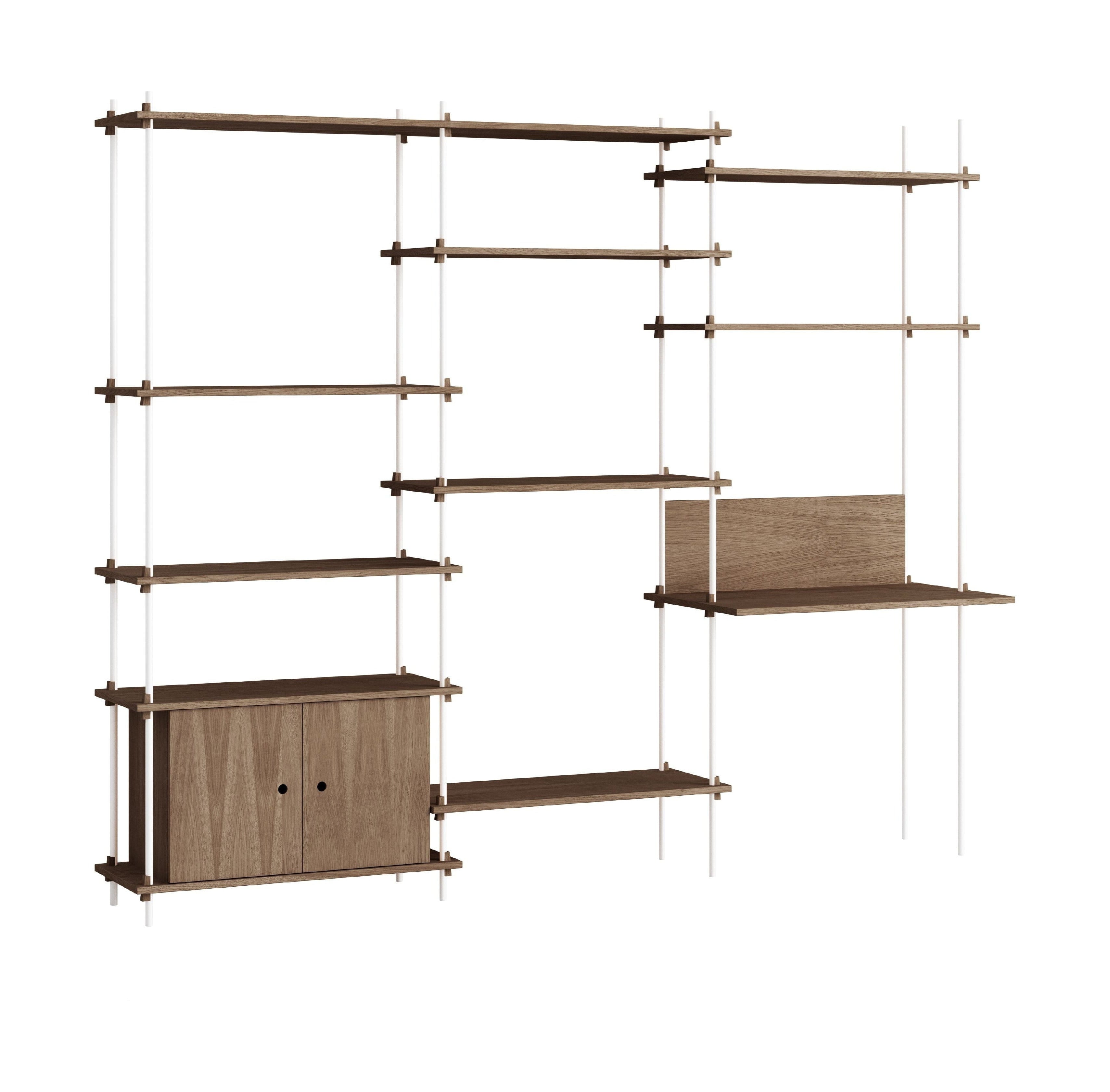 Moebe Shelving System S.200.3.D, Smoked Oak/White