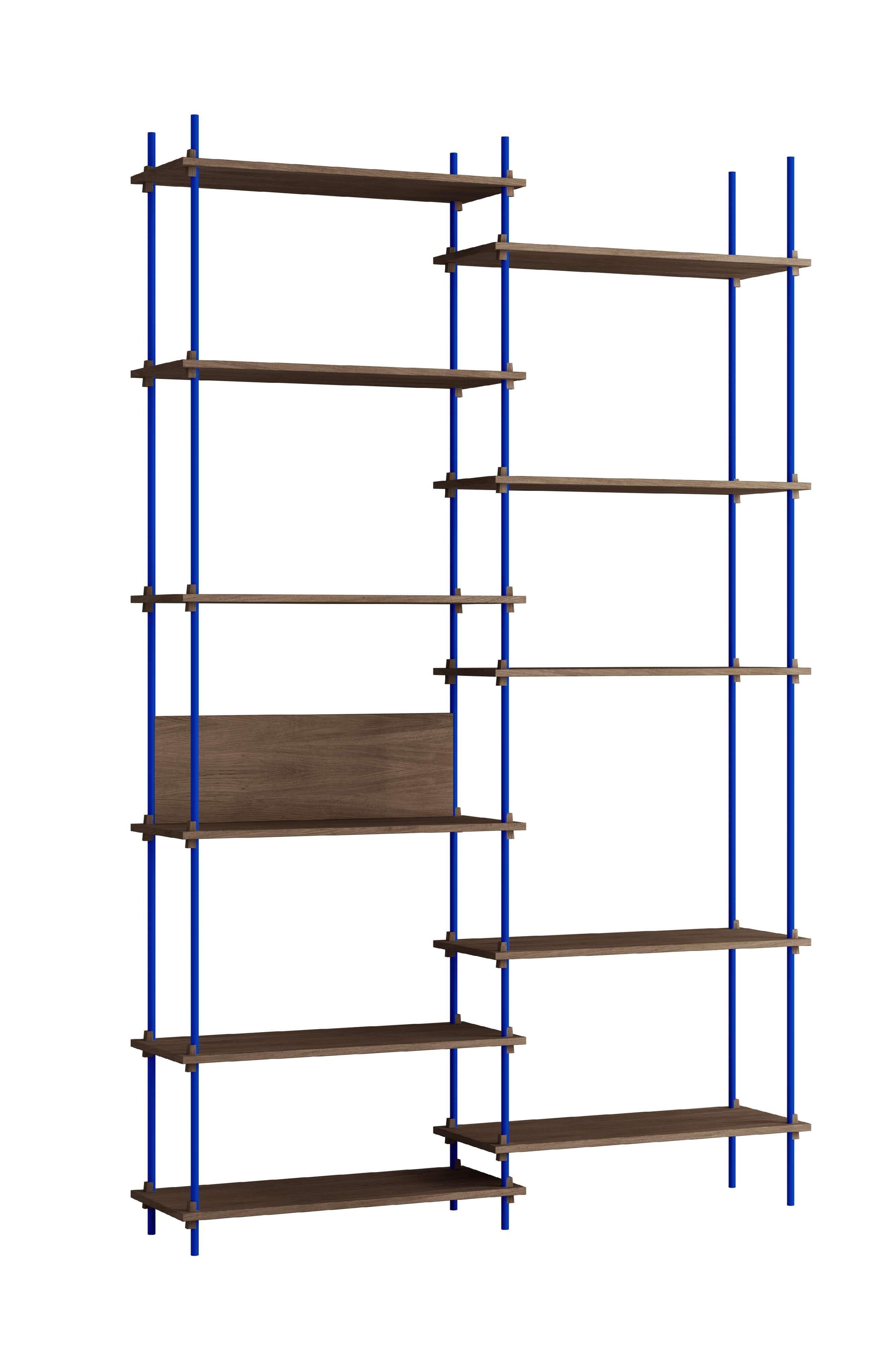 Moebe Shelving System S.255.2.A, Smoked Oak/Deep Blue