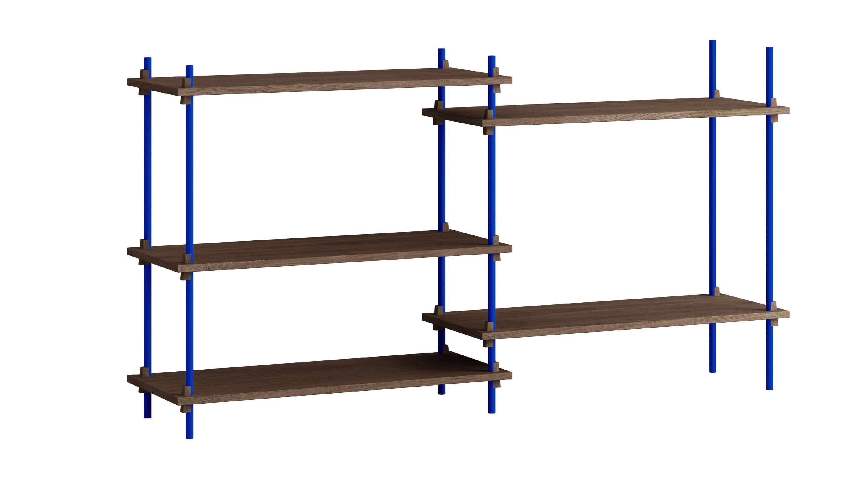 Moebe Shelving System S.85.2.A, Smoked Oak/Deep Blue