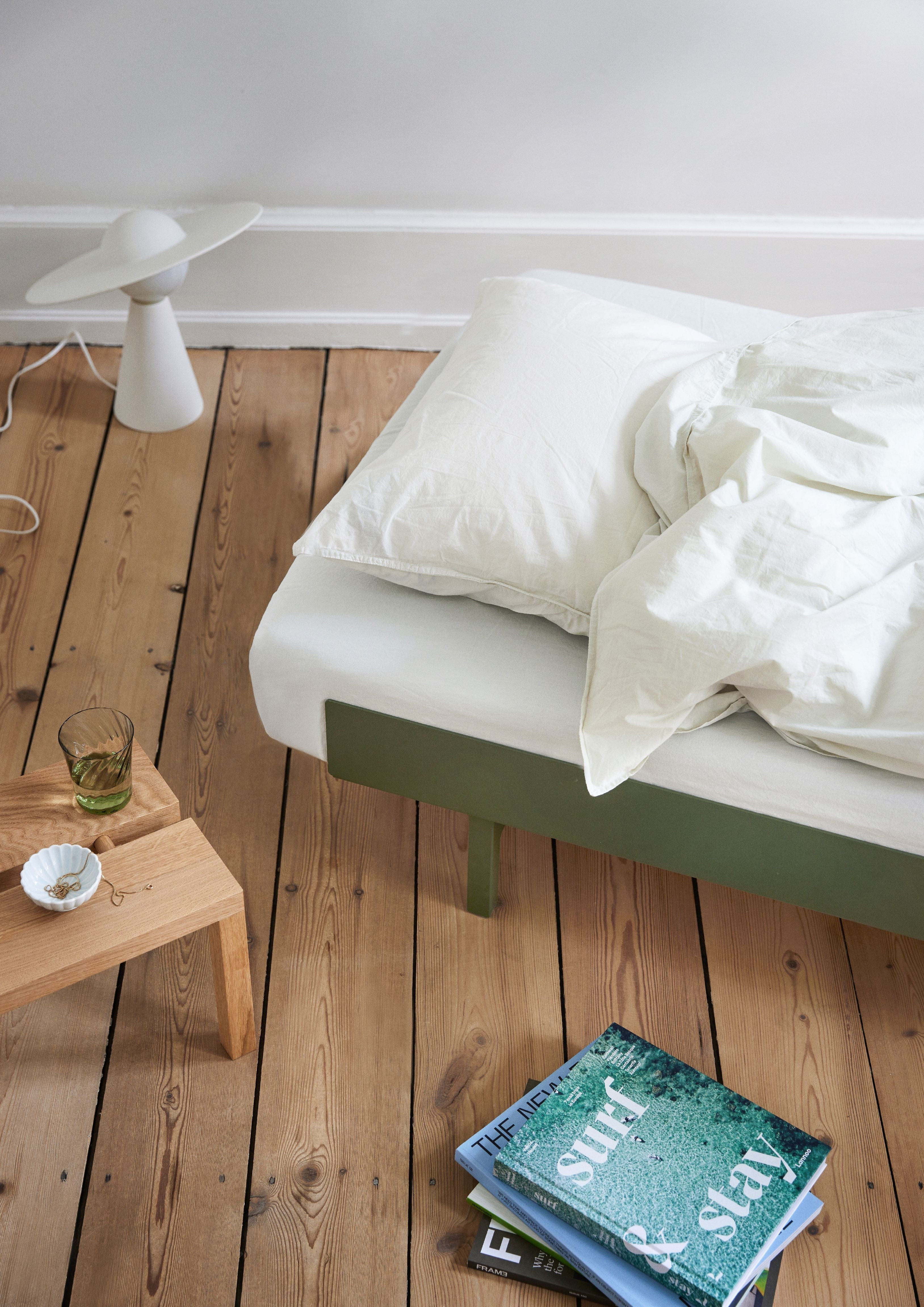 Moebe Bed With 2 Bedside Tables 90 Cm, Pine Green