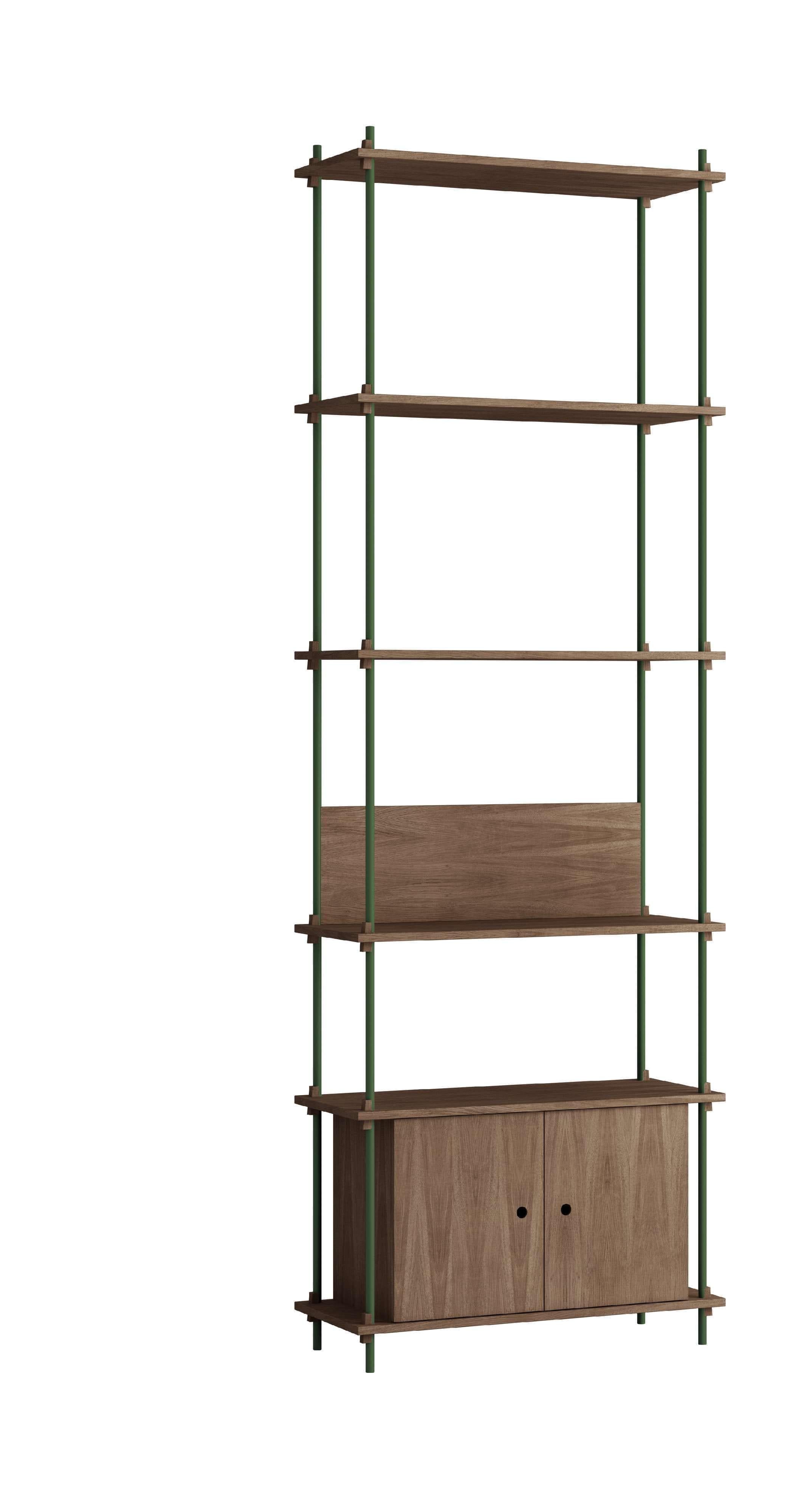 Moebe Shelving System S.255.1.B, Smoked Oak/Pine Green