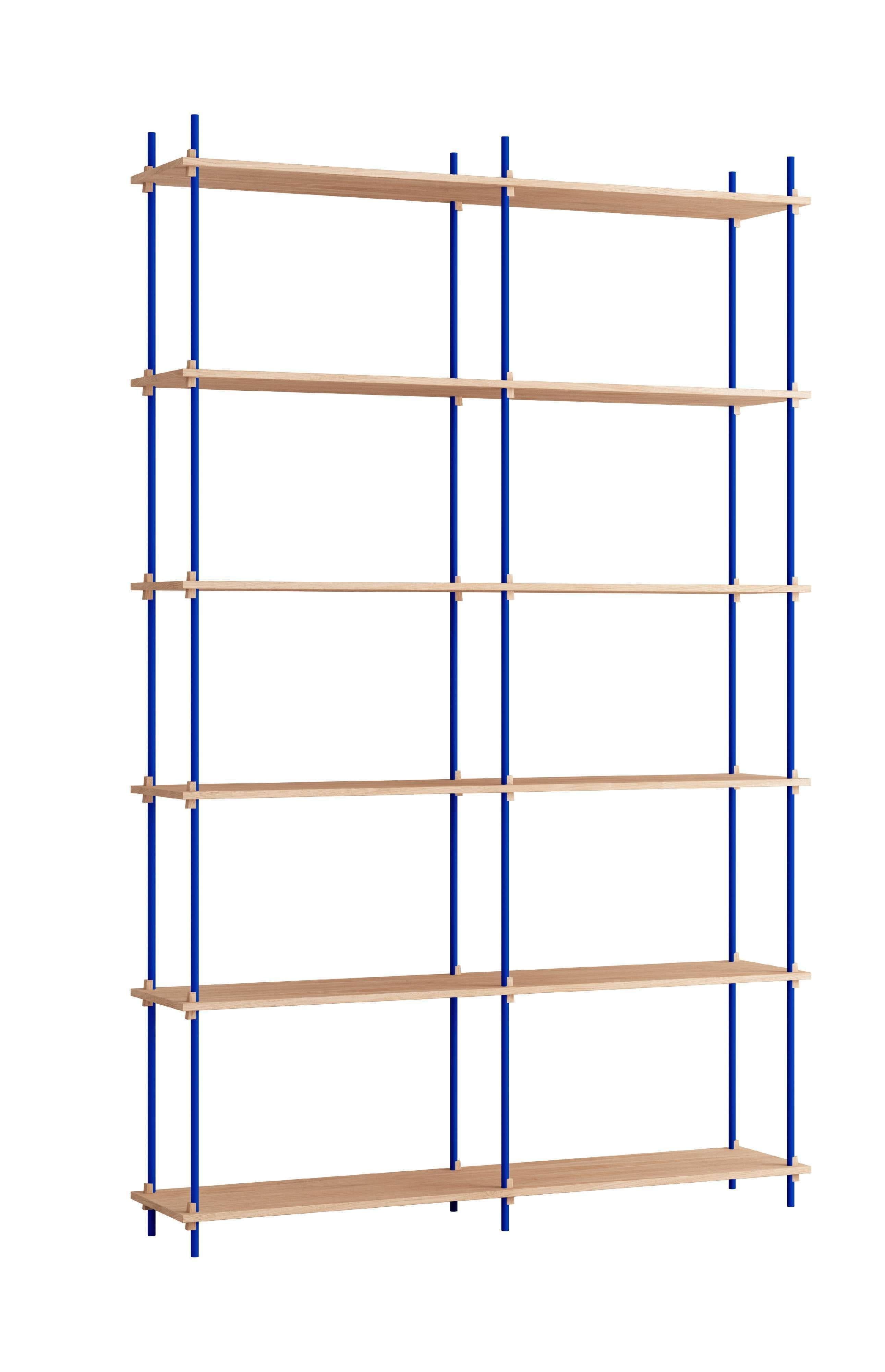 Moebe Shelving System S.255.2.B, Oak/Deep Blue