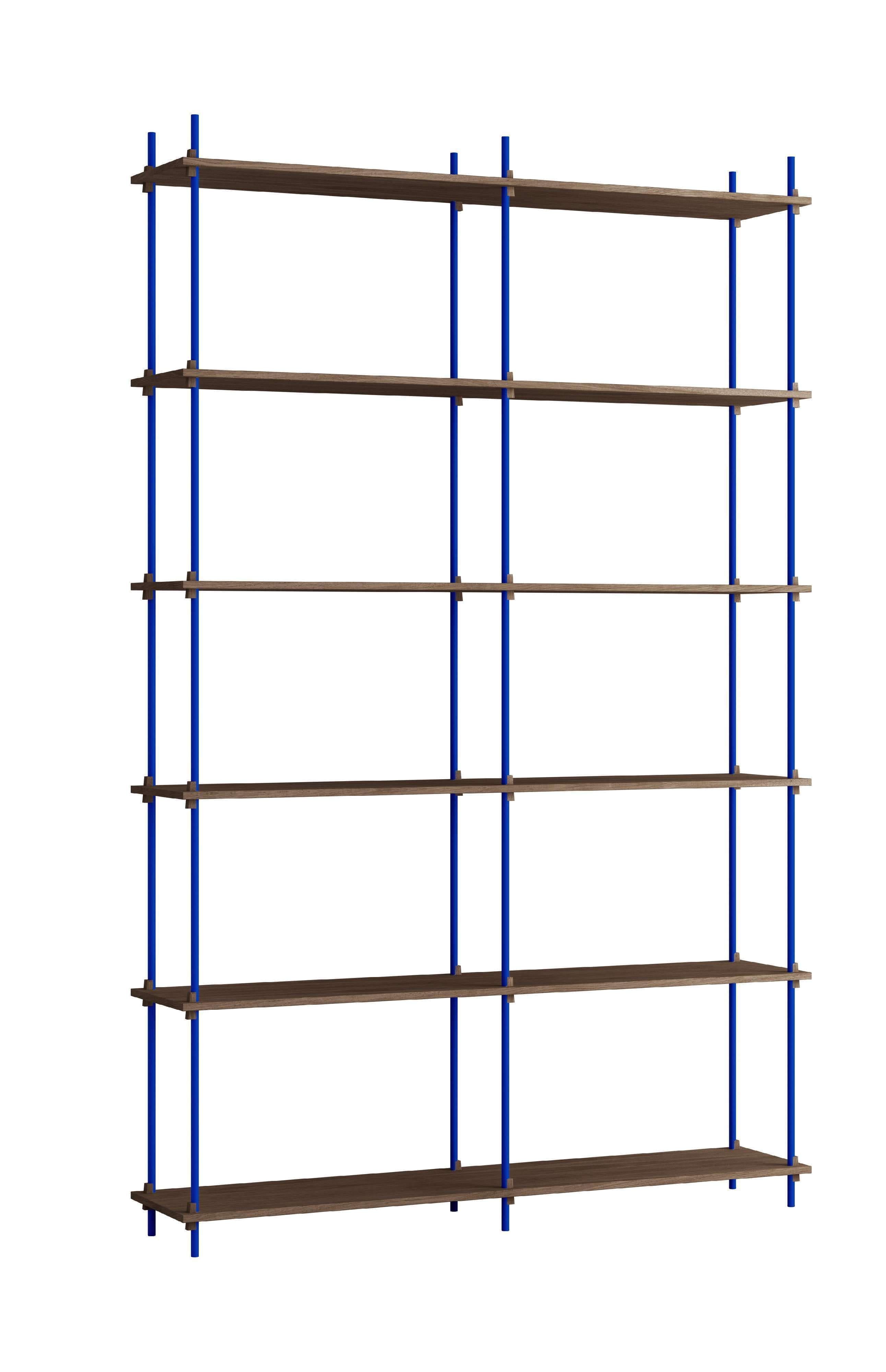 Moebe Shelving System S.255.2.B, Smoked Oak/Deep Blue