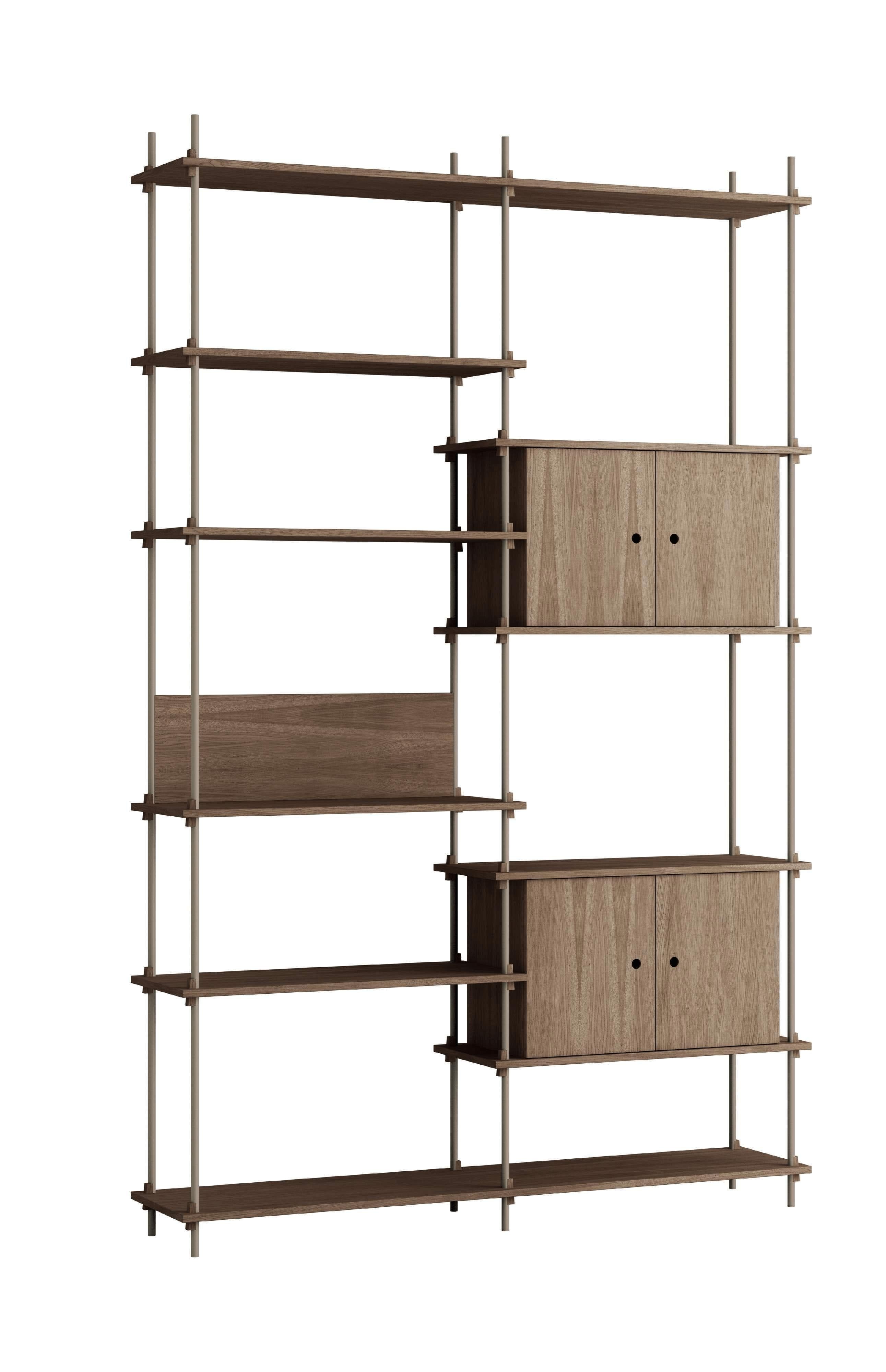 Moebe Shelving System S.255.2.C, Smoked Oak/Warm Grey