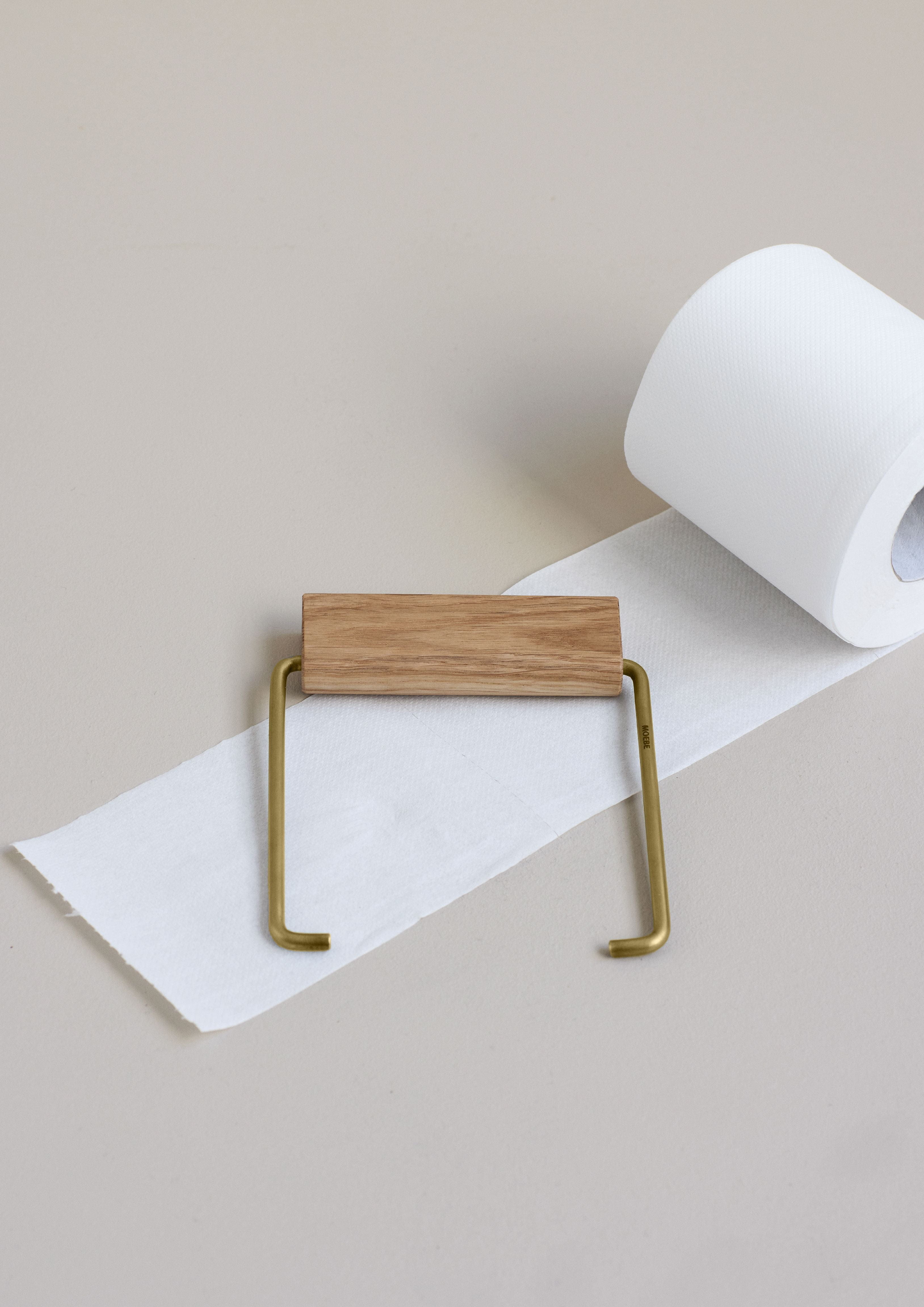 Support de papier toilette Moebe, chêne / laiton