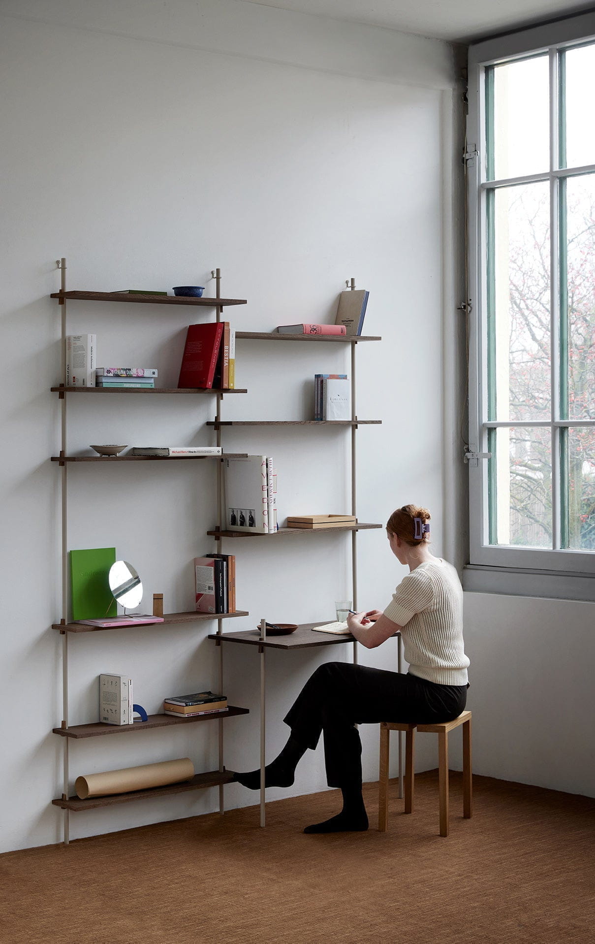 Moebe Wall Shelving Ws.115.2, Røget eg/varm grå