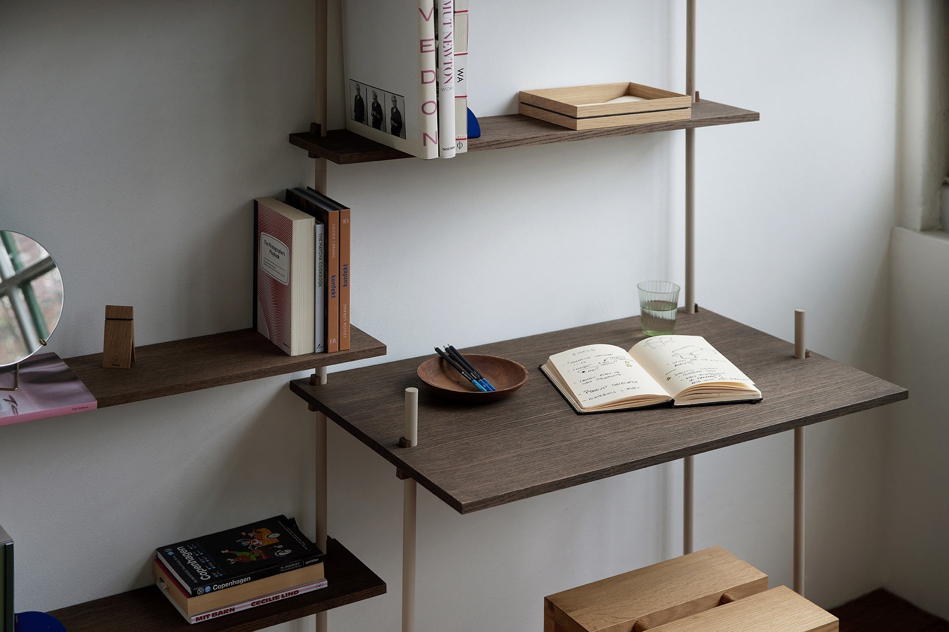 Moebe Wall Shelving Ws.115.2, Smoked Oak/Warm Grey