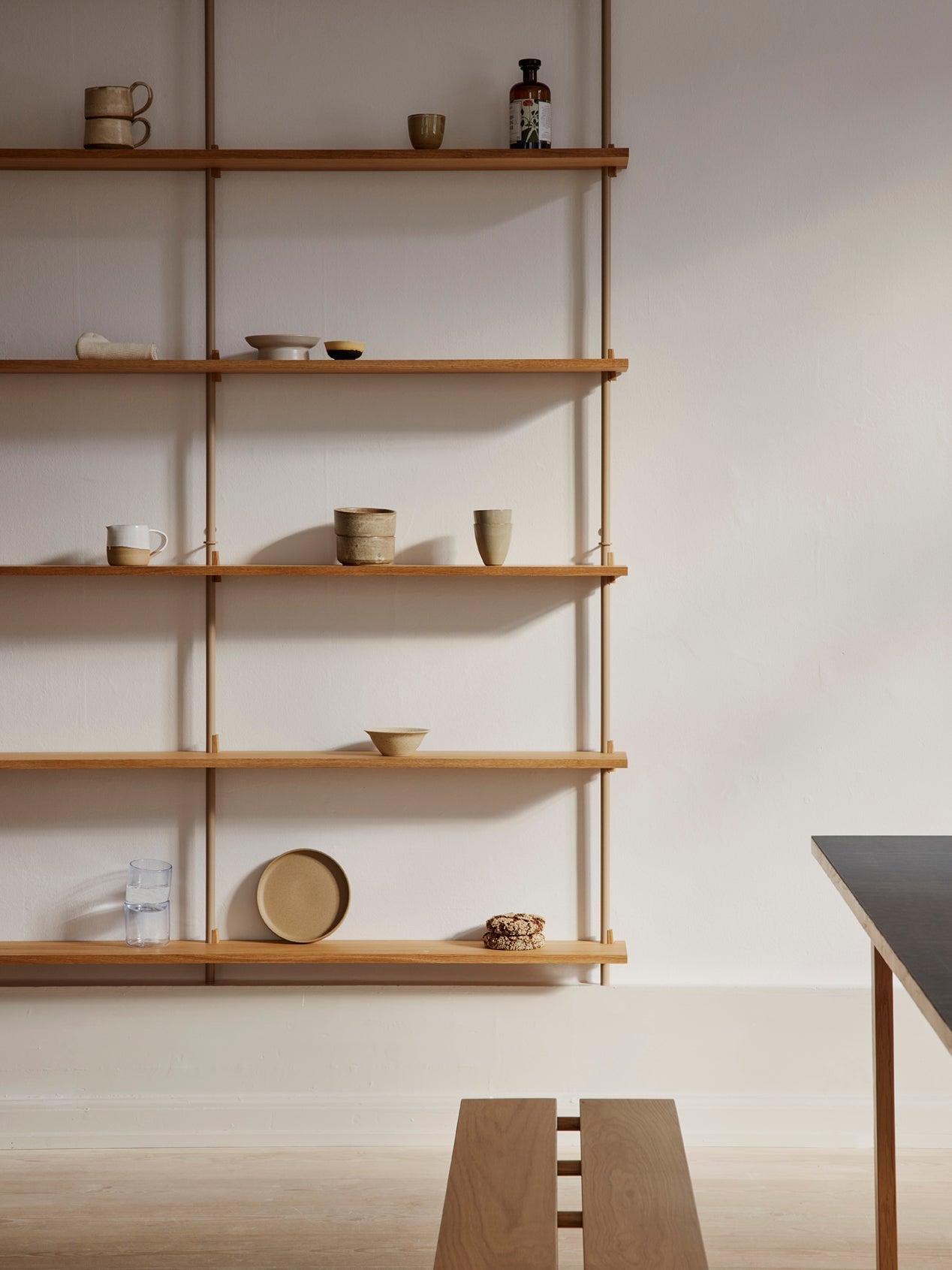 Moebe Wall Shelving Ws.85.1, Oak/Warm Grey