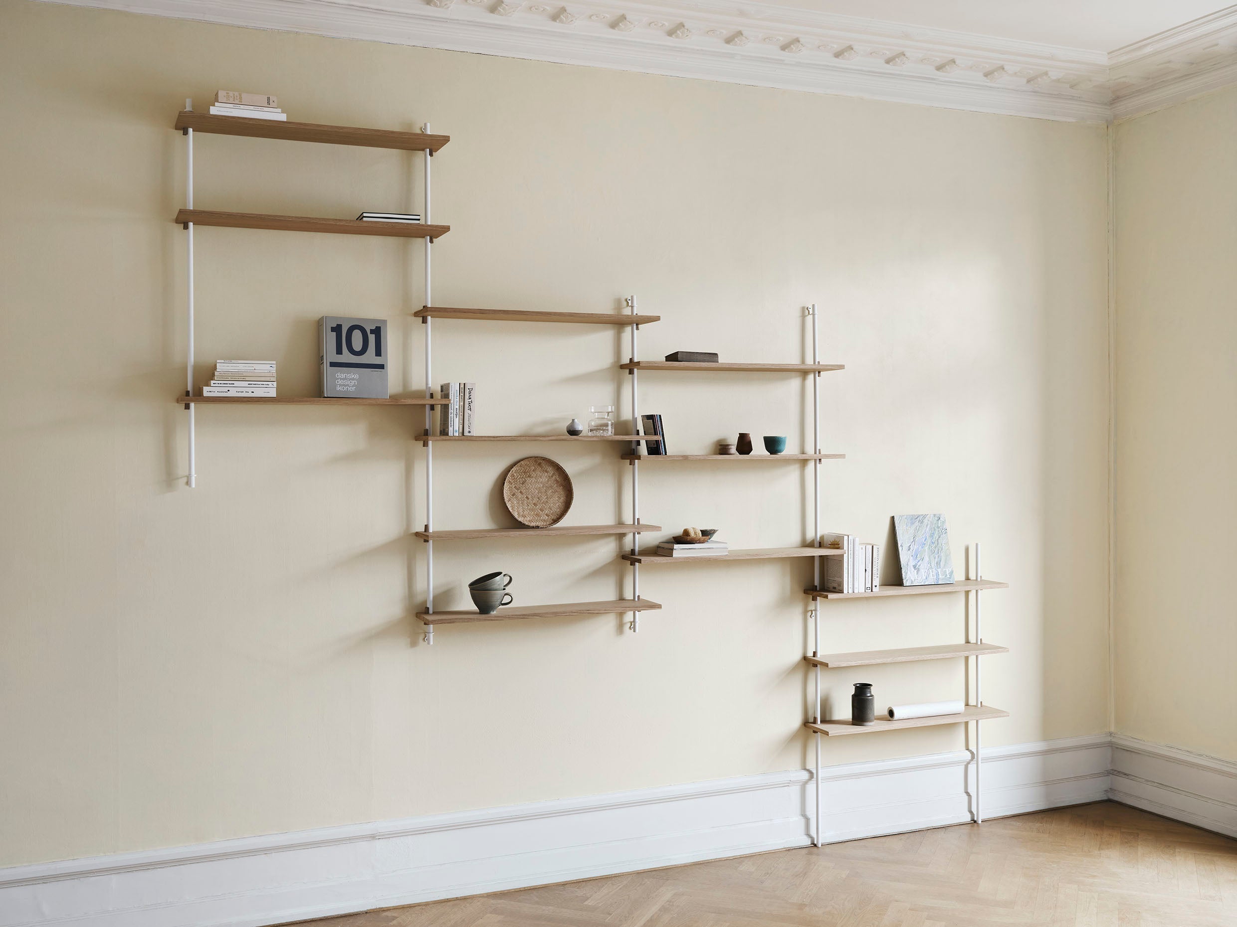 Moebe Wall Shelving Ws.85.2, Oak/White