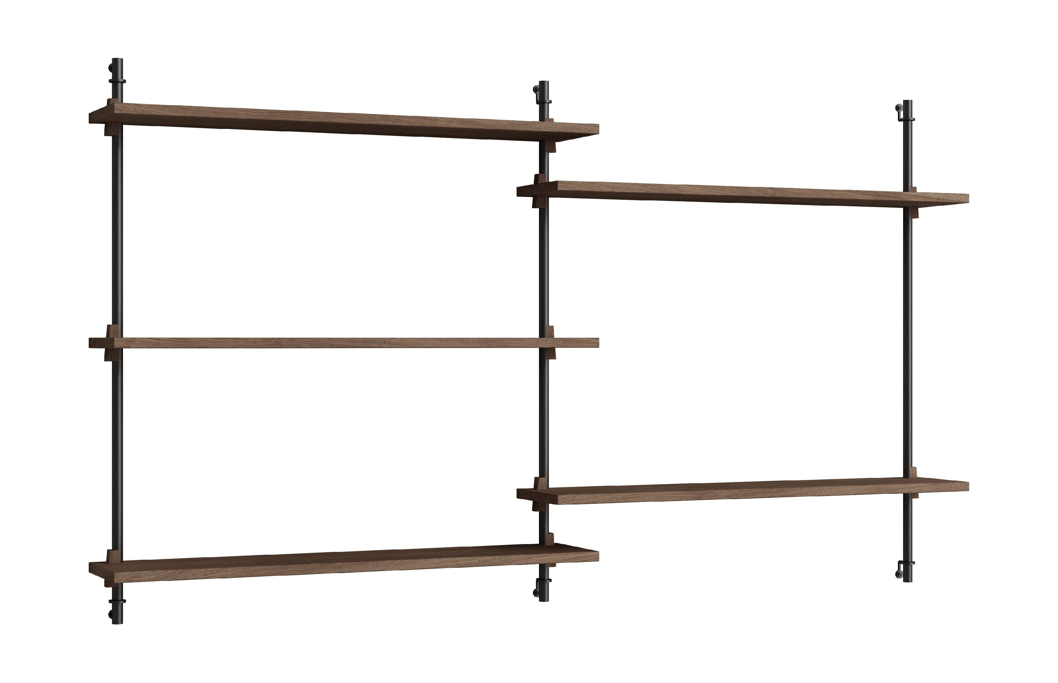 Moebe Wall Shelving Ws.85.2, Smoked Oak/Black