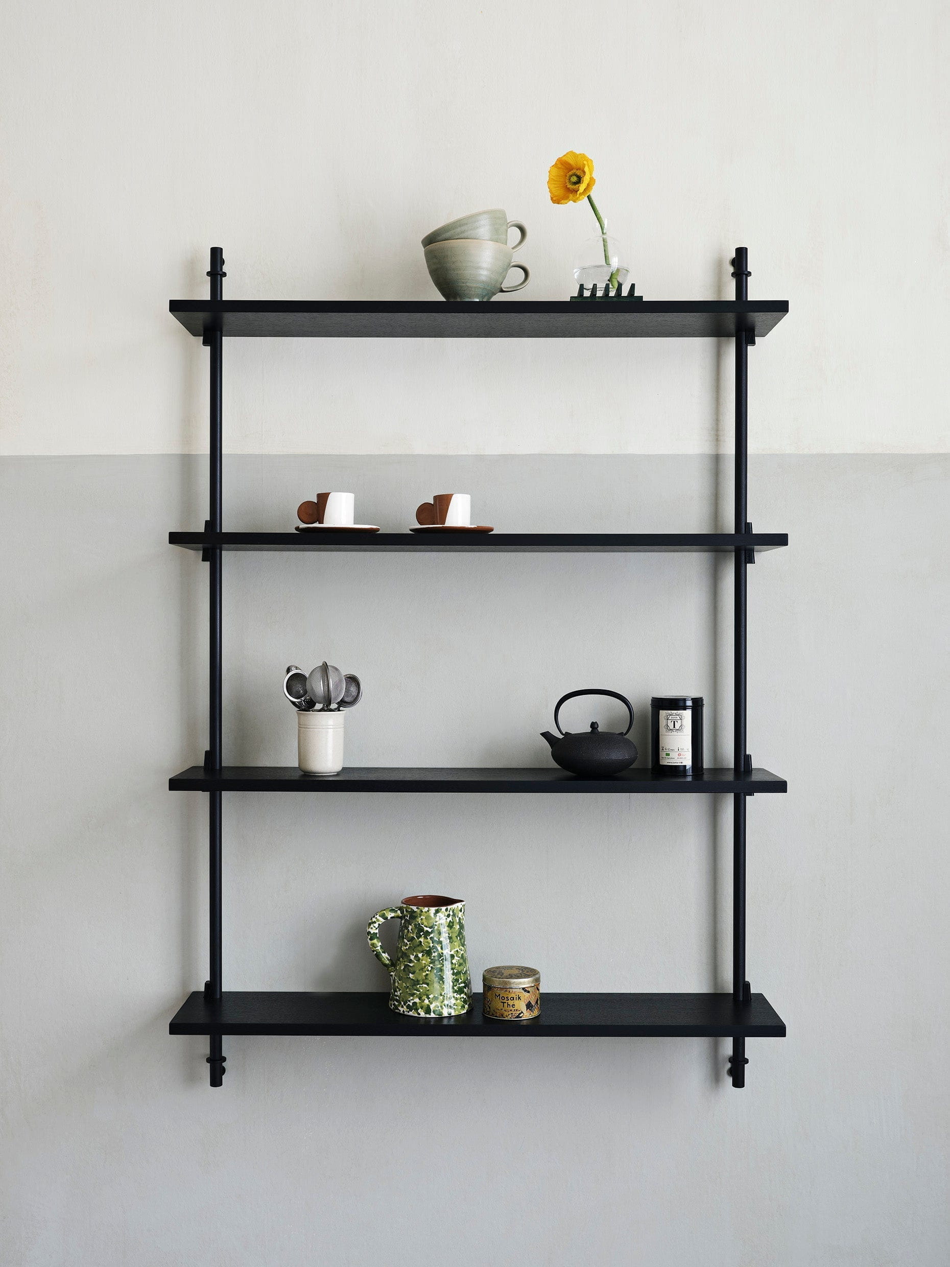 Moebe Wall Shelving Ws.85.2, Black/Black