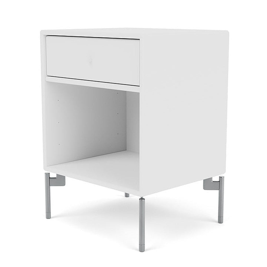 Montana Dream Nightstand med benen, New White/Matt Chrome