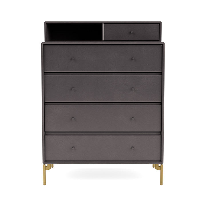 Montana Keep Chest Of Drawers With Legs, Coffee/Brass