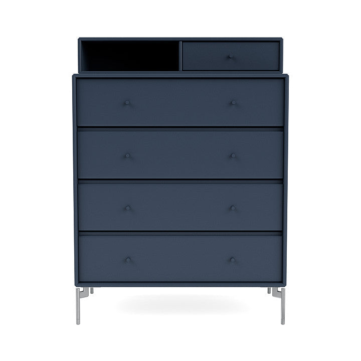 Montana Keep Chest Of Drawers With Legs, Juniper/Matt Chrome