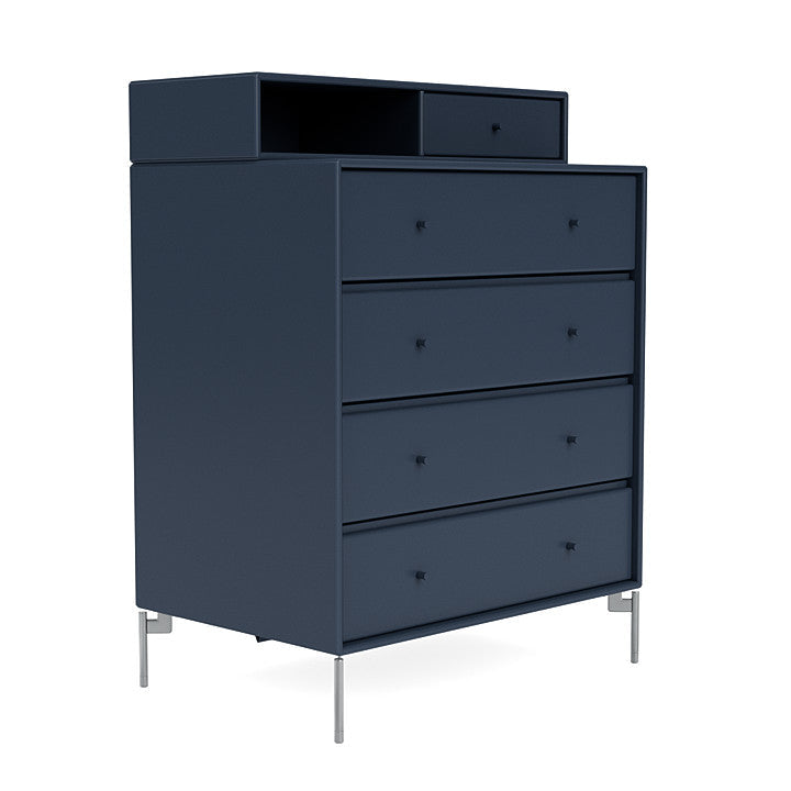 Montana Keep Chest Of Drawers With Legs, Juniper/Matt Chrome