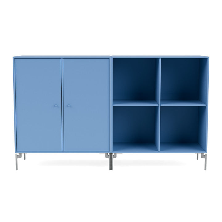 Montana Par Sideboard clásico con piernas, Azure Blue/Matt Chrome