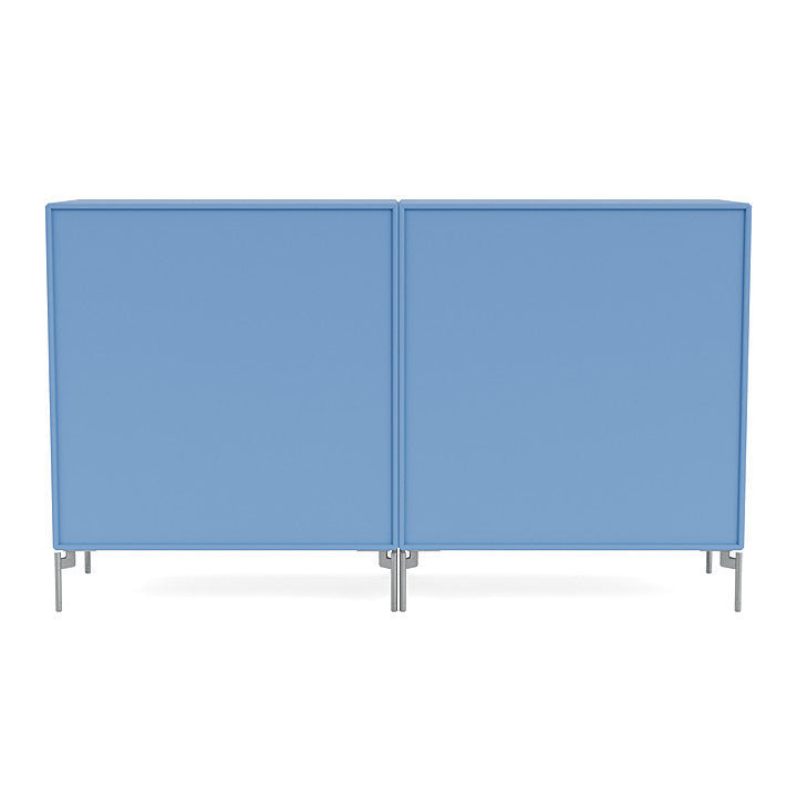 Montana Par Sideboard clásico con piernas, Azure Blue/Matt Chrome