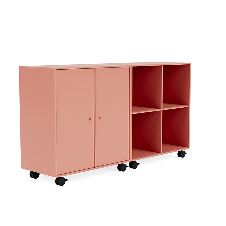 Montana -Paar klassisches Sideboard mit Castors, Rhabarberrot