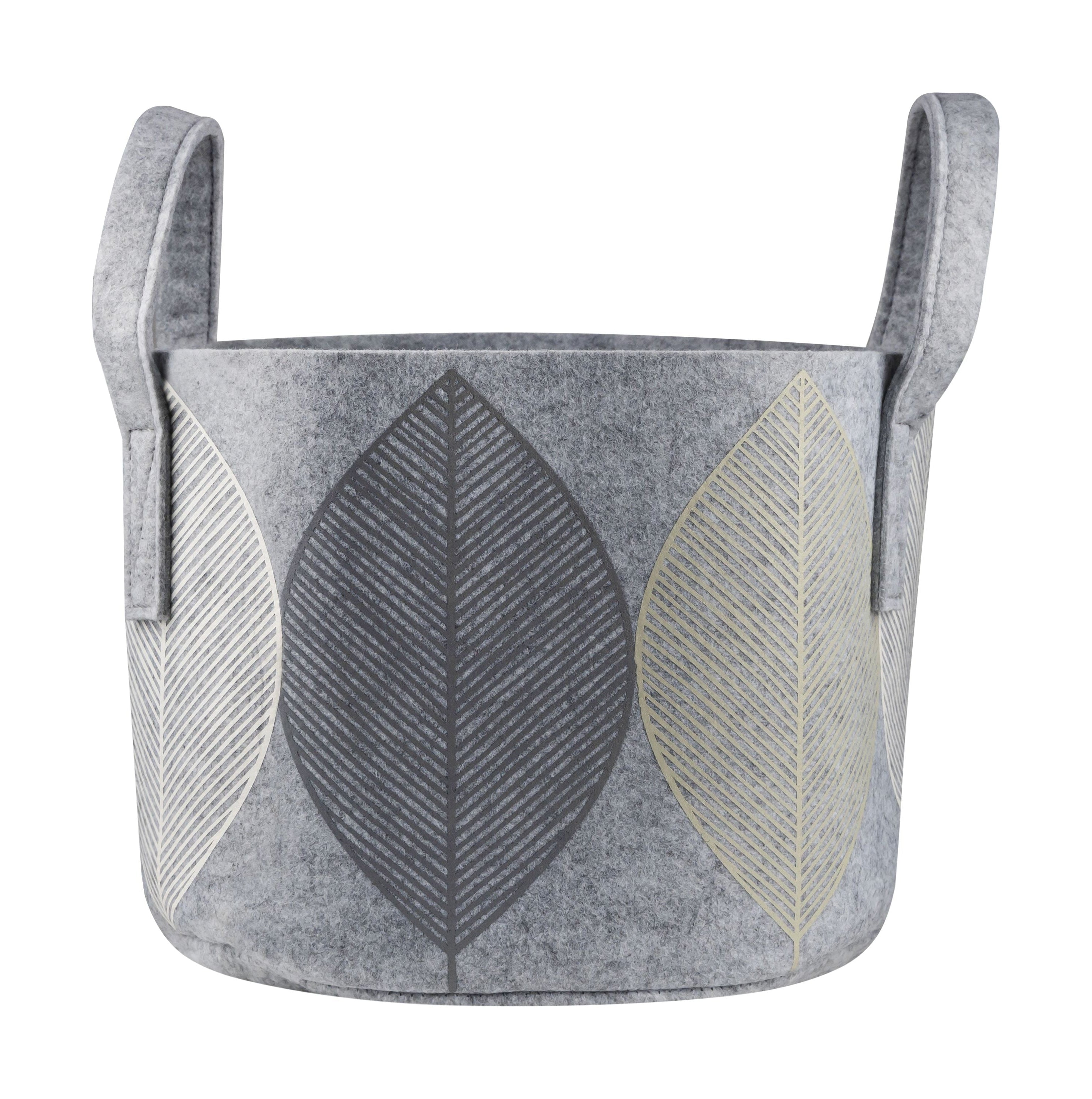 Muurla Storage Basket Leaf, gris claro