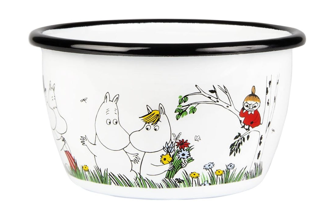 Muurla moomin farver emalje skål, lykkelig familie