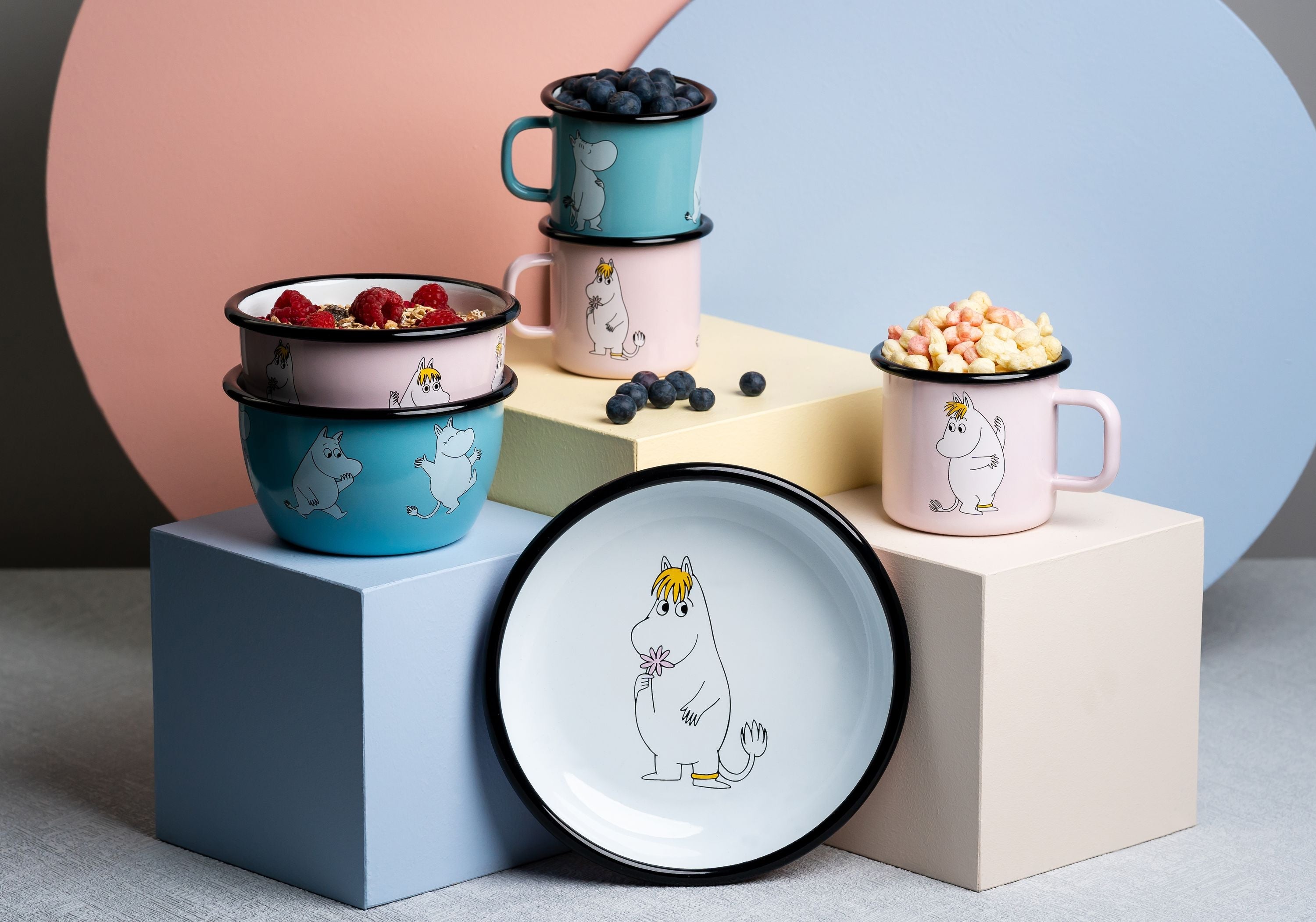 Muurla Moomin Retro Emaille Becher, Moomin, hellblau