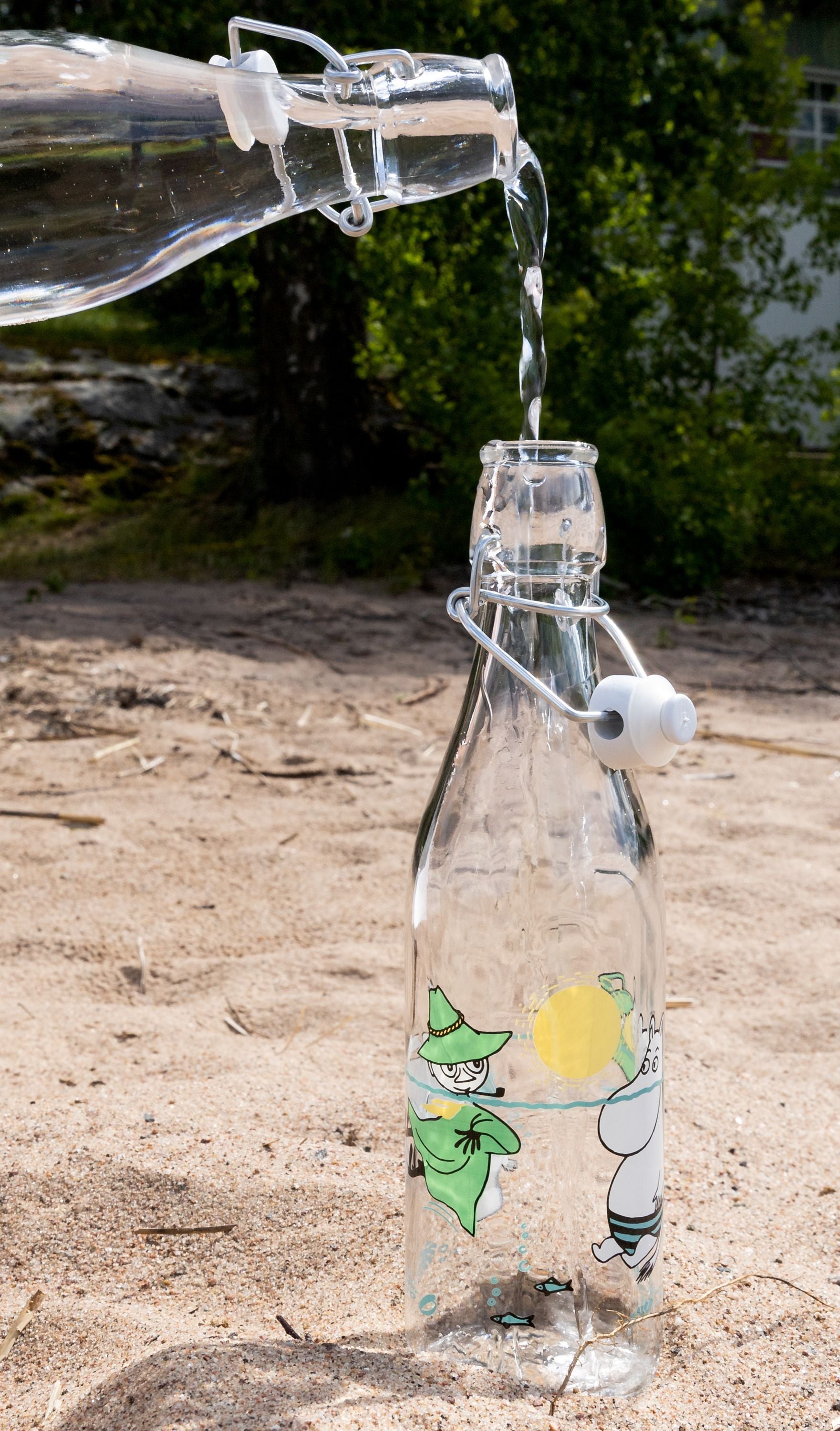 Muurla Moomin Glass Bottle, Fun In The Water