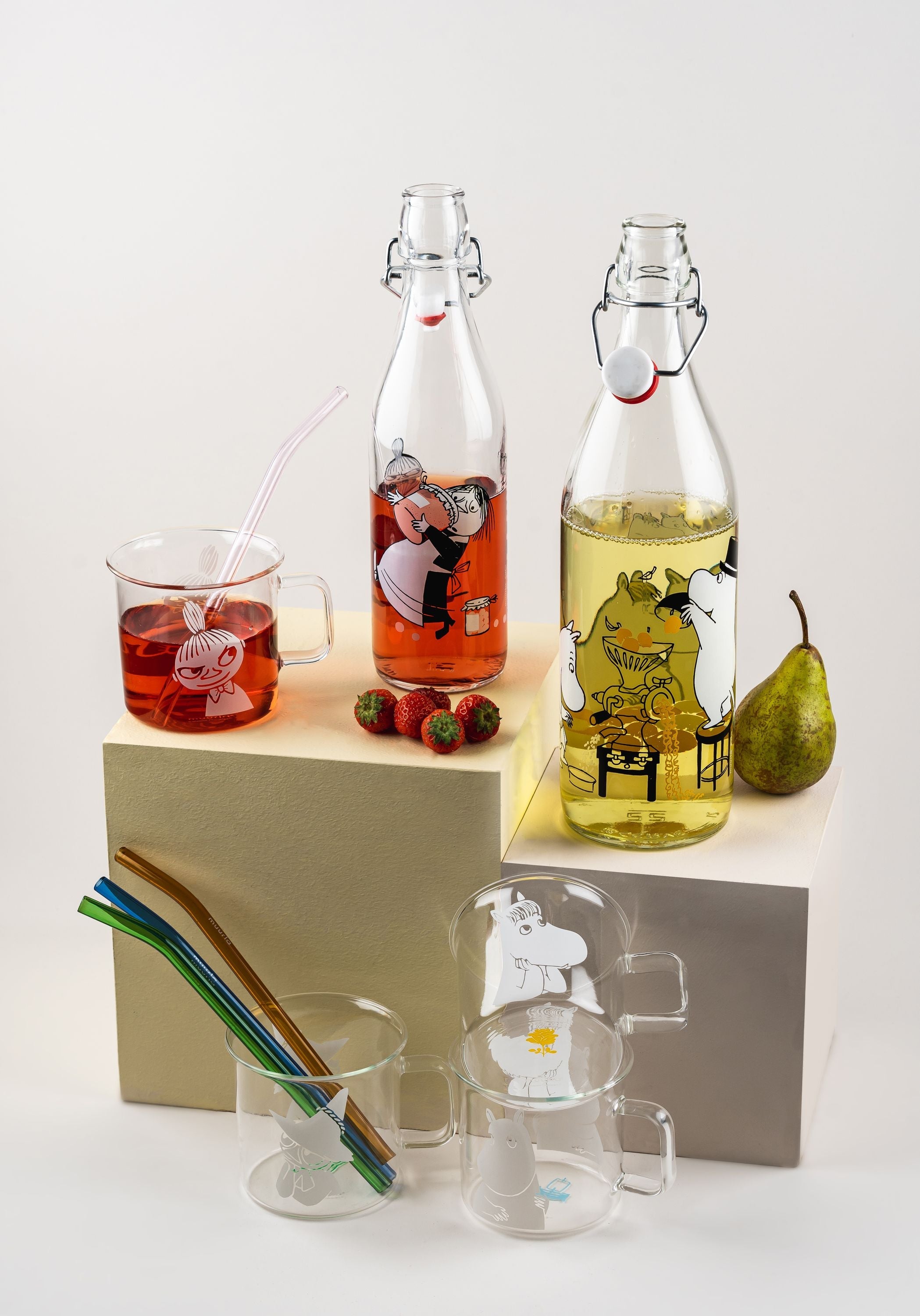 Botella de vidrio de Muurla Moomin, frutas