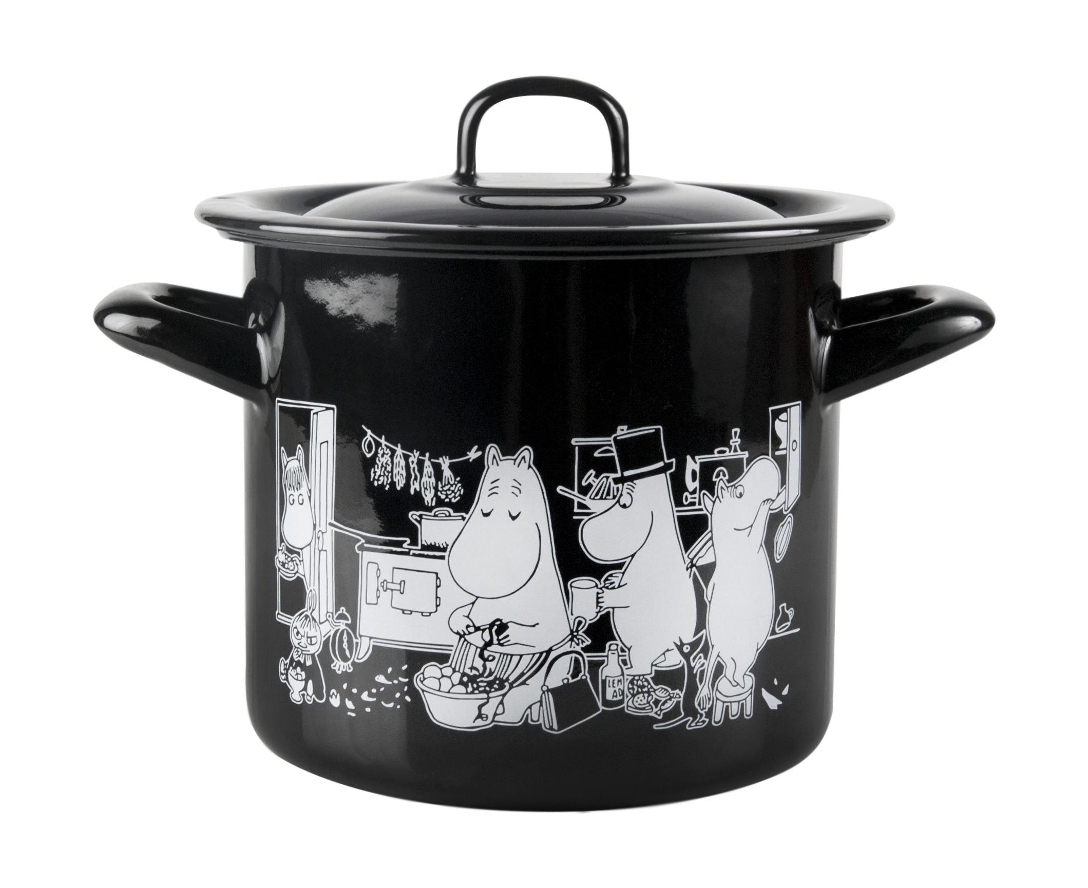 Muurla Moomin At The Kitchen Enamel Pot With Lid, In The Kitchen