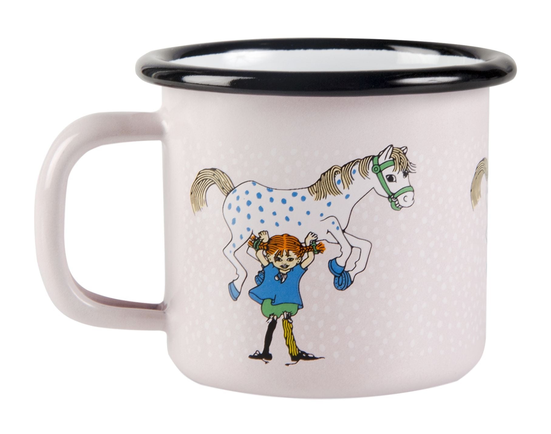 Muurla Pippi Longstocking Email Mug, Pippi et le cheval, rose