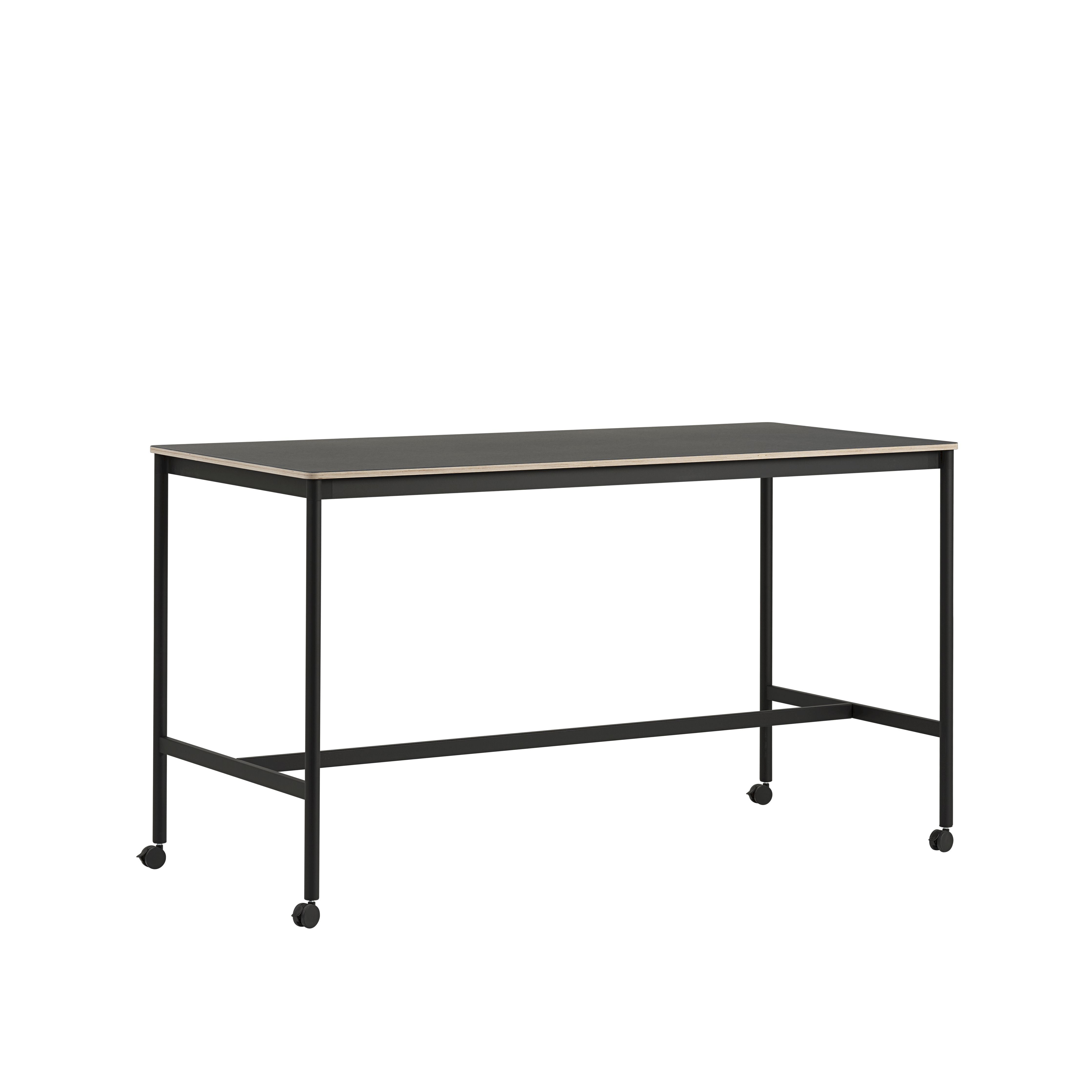 Muuto Base High Table M. Rollen 190x85x105 cm, schwarzer Laminat/Schwarzsperrholz