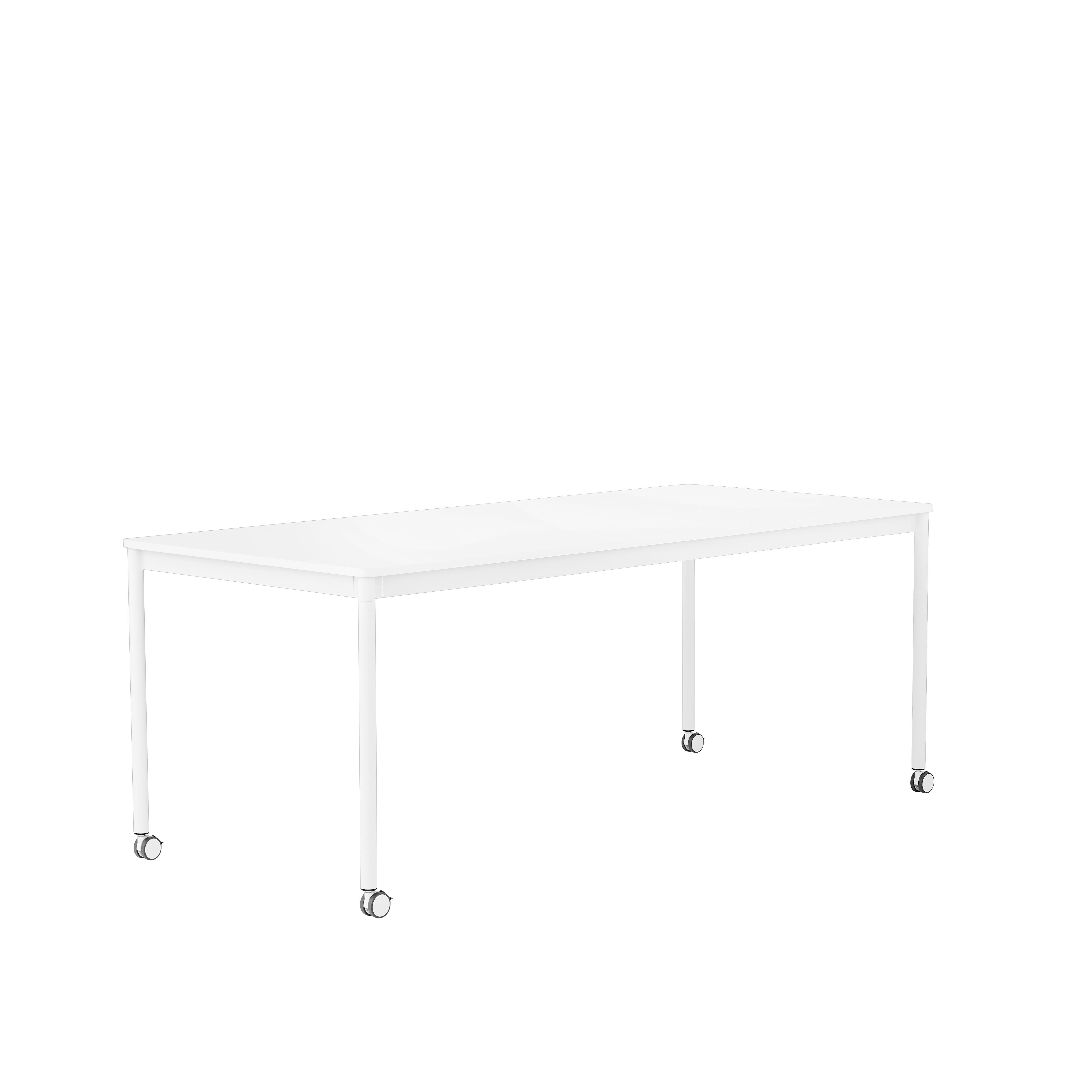 Muuto Base High Table M. Rollen 190x85x105 cm, weißer Laminat/weißer Rahmen