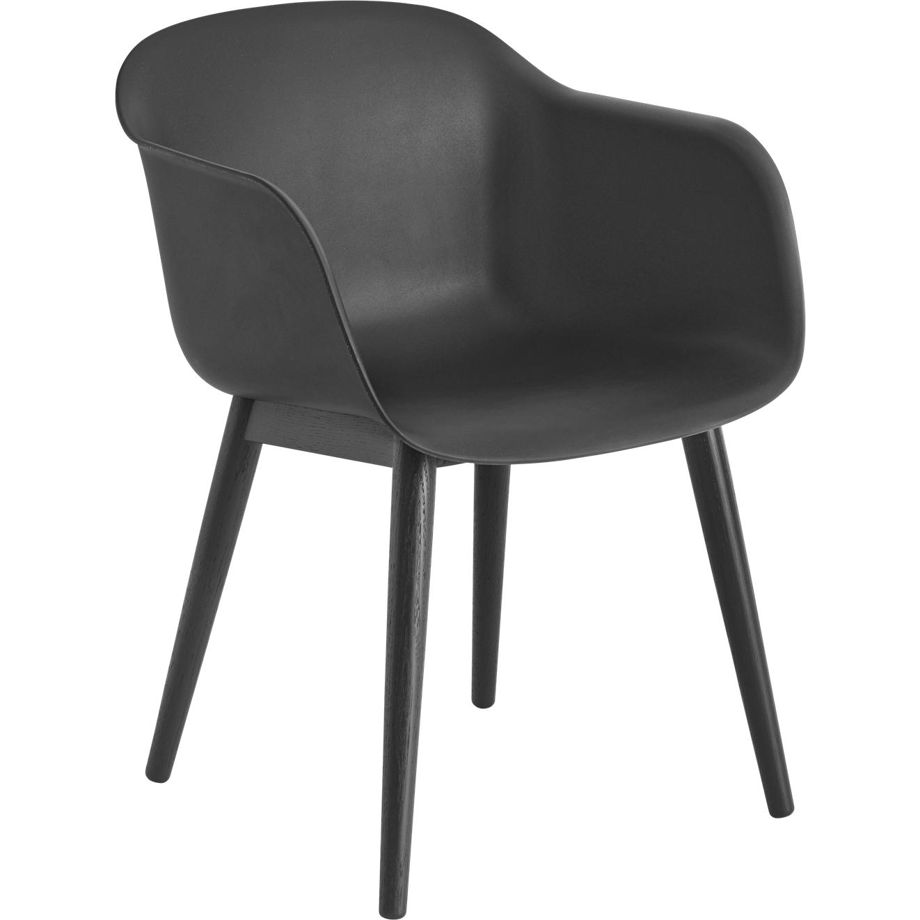 Muuto vezel fauteuil houten benen, vezelstoel, zwart