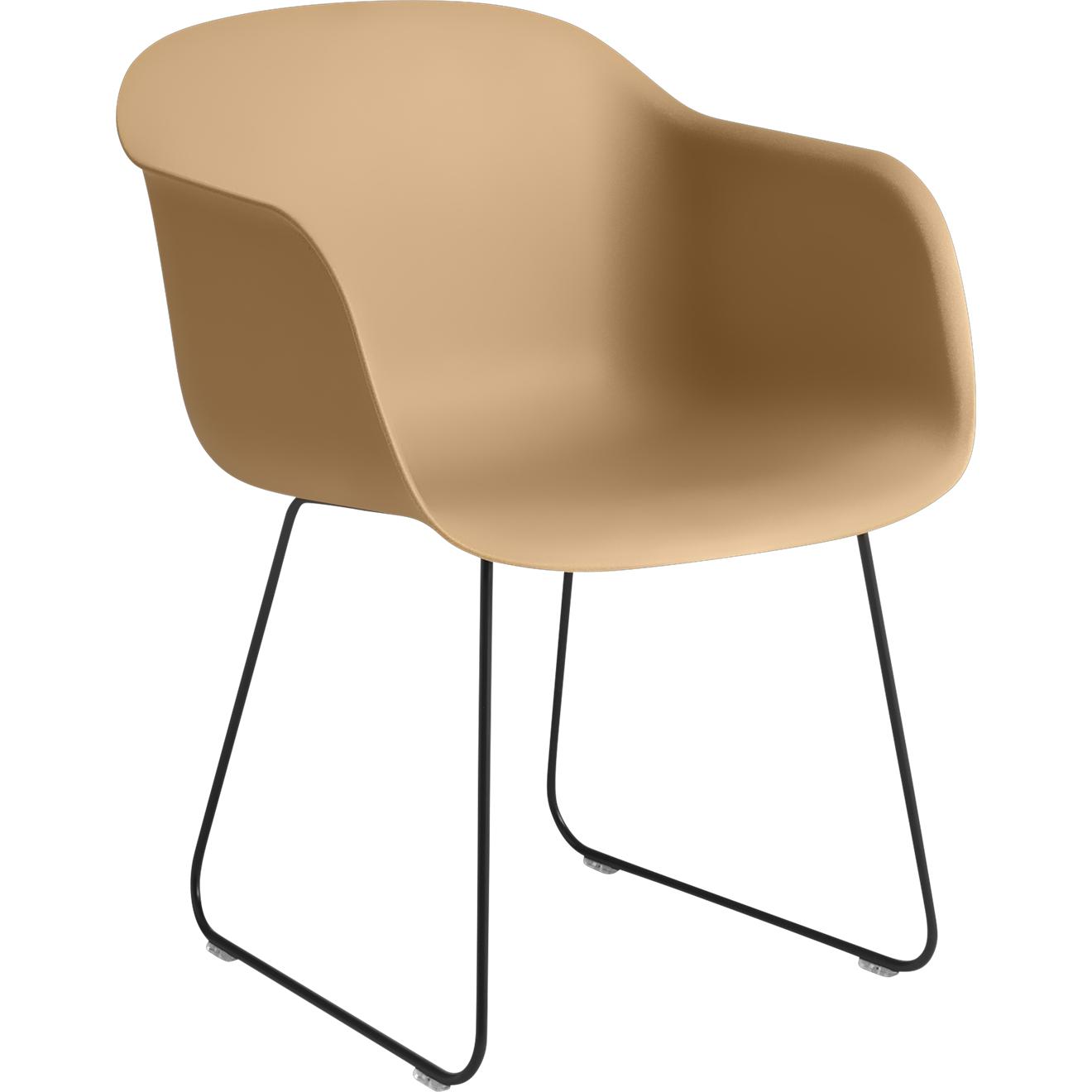 Muuto Fibre Armchair Sled Base, siège de fibre, marron / noir