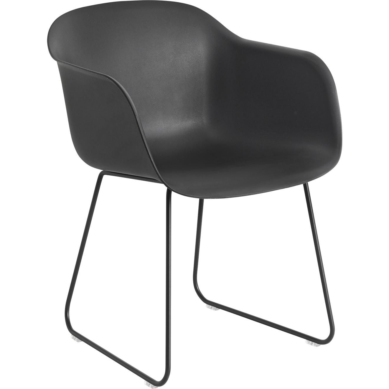 Muuto Faser -Sessel Schlittenbasis, Fasersitz, schwarz