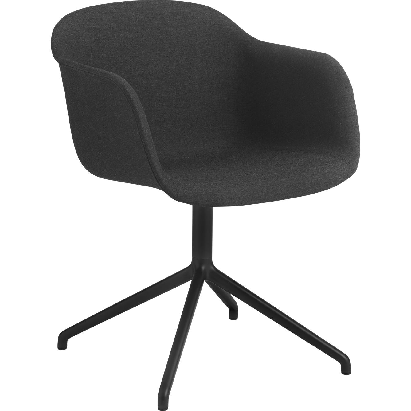 Base giratoria de sillón de fibra muuto, asiento de tela, negro