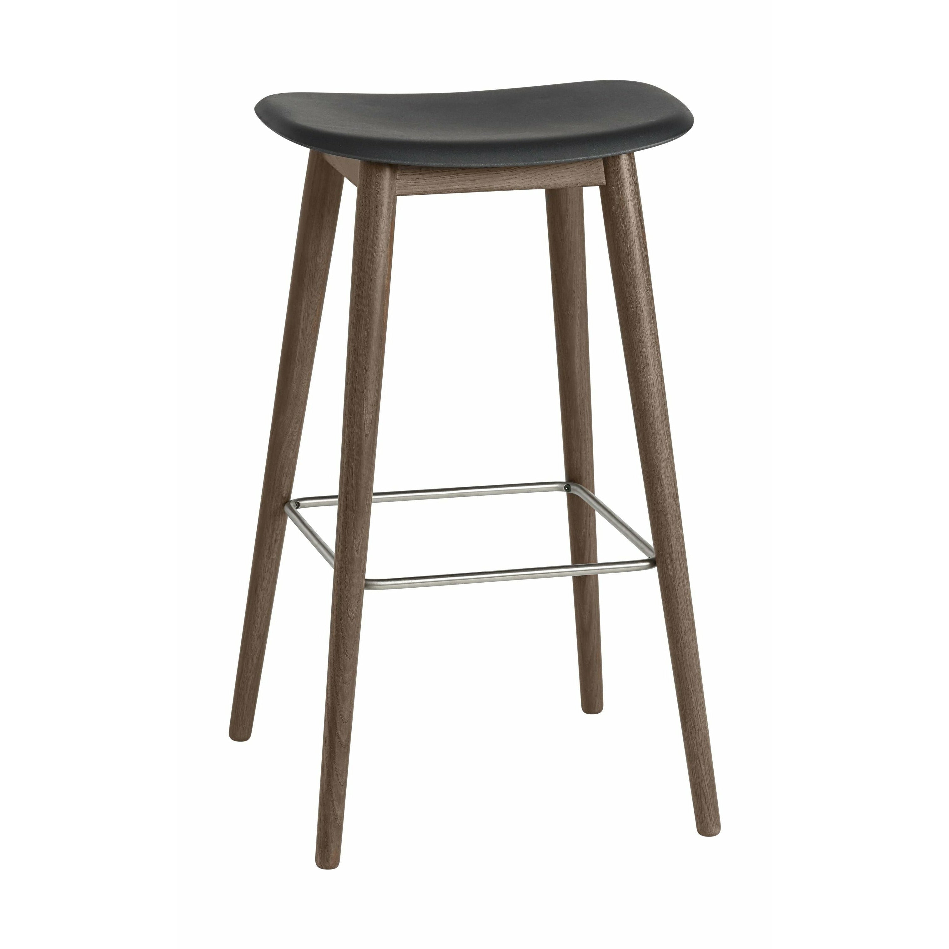 Muuto Fiber Barstol Træben 75 Cm, ​​Sort/Brun