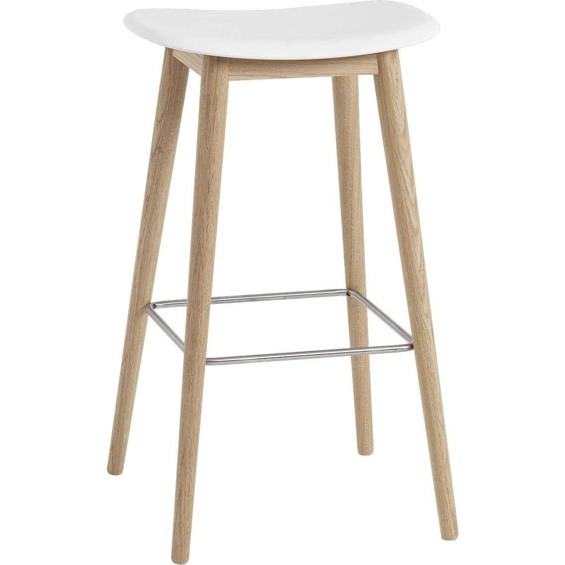 Muuto Fiber Bar Chair Wooden Legs, Fiber/Leather Seat, White