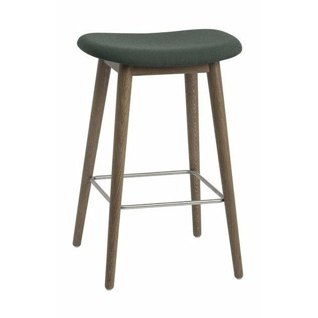 Chaise de bar à fibre muuto jambes en bois h 76 cm, chêne taché / sergé tissage 990