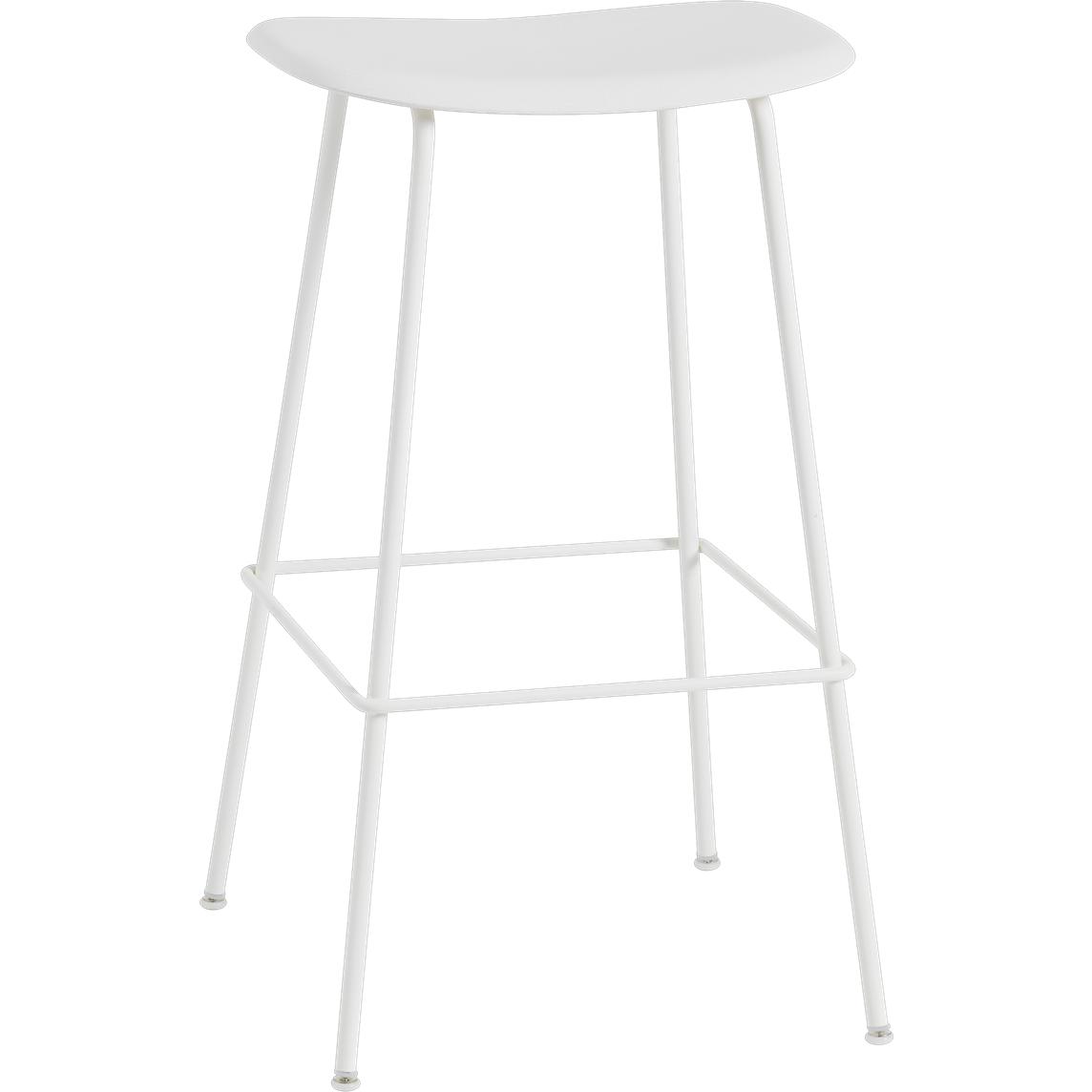 Muuto Fiber Bar Chair Tube Base, Fiber/Leather Seat, White