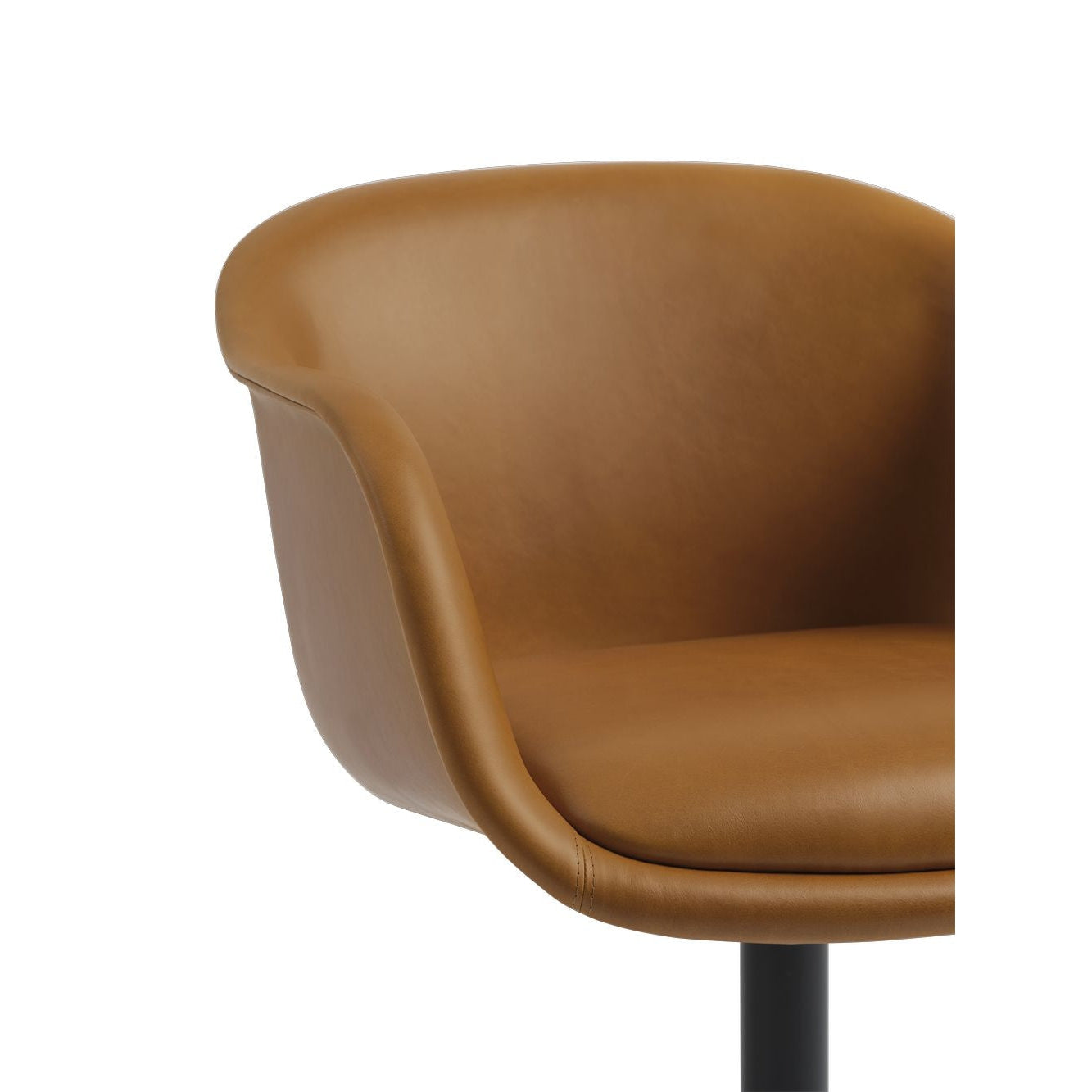 Muuto Fiber Conference Armchair, Swivel Frame, Cognac Refine Leather/Black