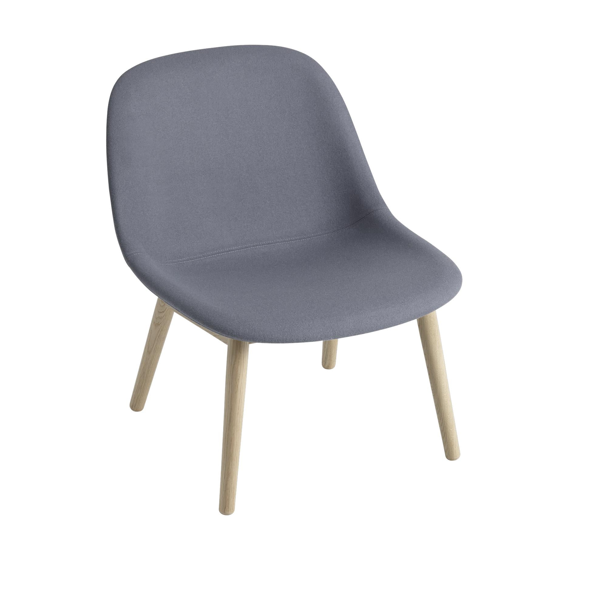 Muuto Fiber Lounge Chair Wooden Legs, Fabric Seat, Grey/ Divina 154