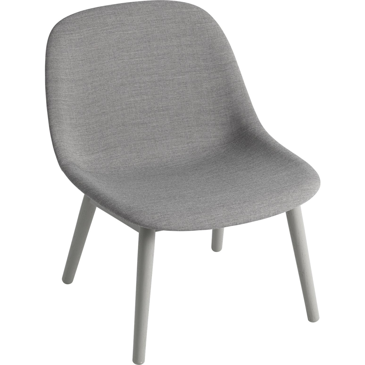 Cadeira de lounge de fibra Muuto Pernas de madeira, assento de tecido, cinza/ remix 133