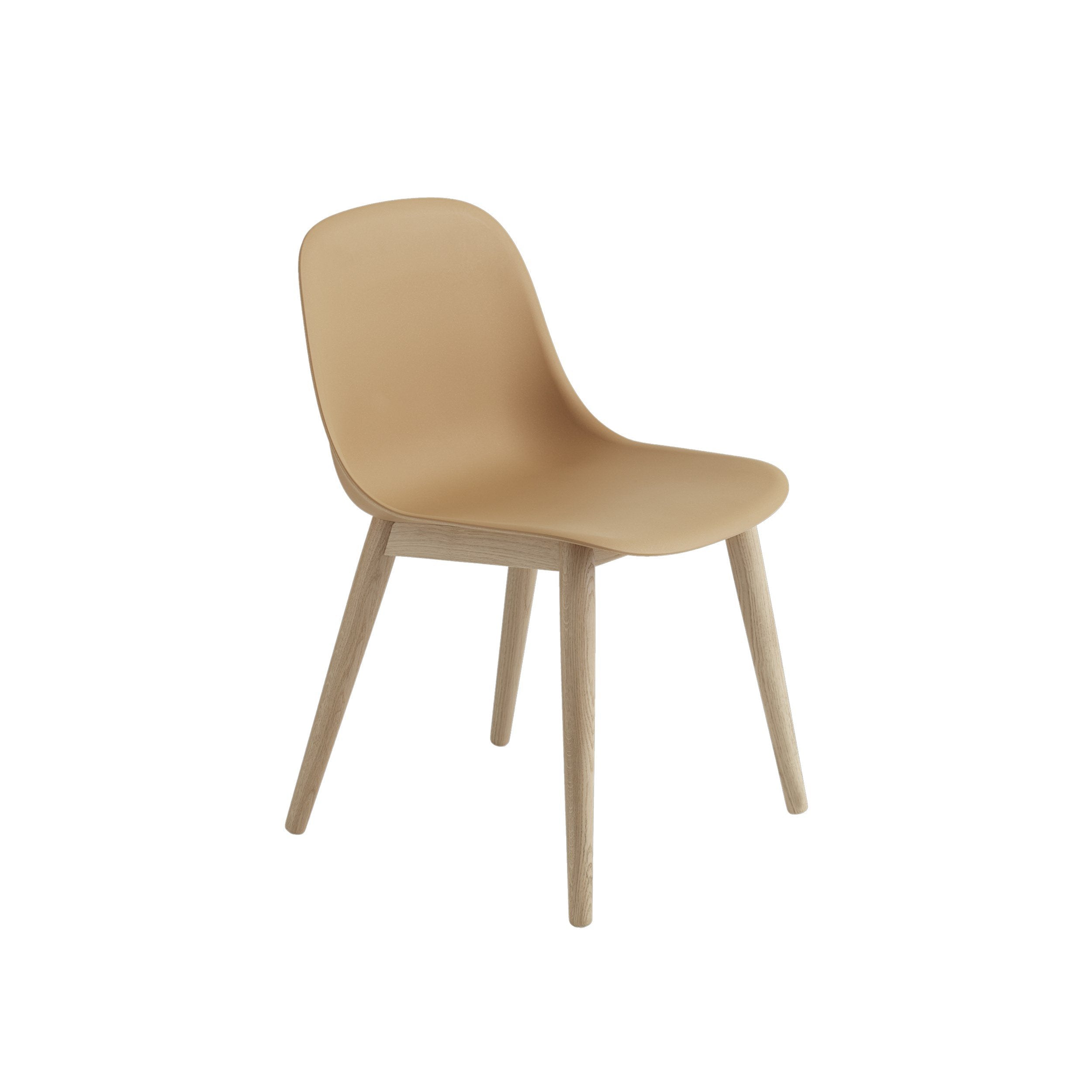 Pierras de madera de silla lateral de fibra muuto, asiento de fibra, marrón